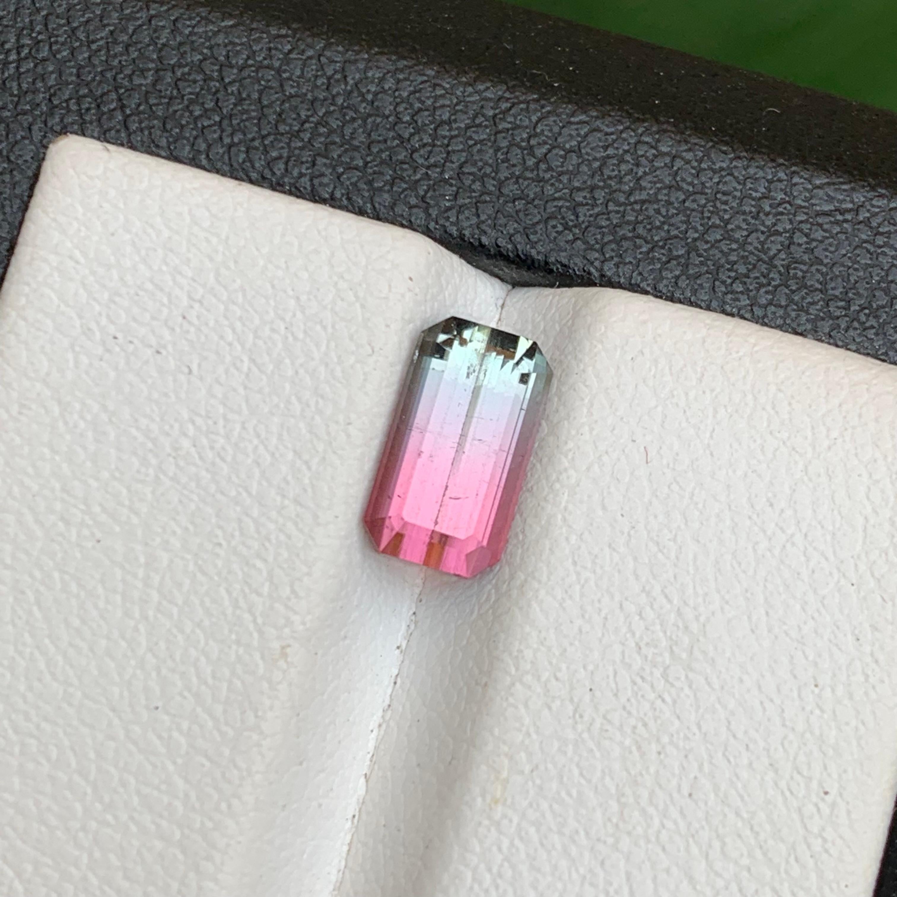 Vivid Pink Bicolor Natürlicher Turmalin Ring Lose Edelstein 1.80 Ct Smaragd Schliff im Angebot 6