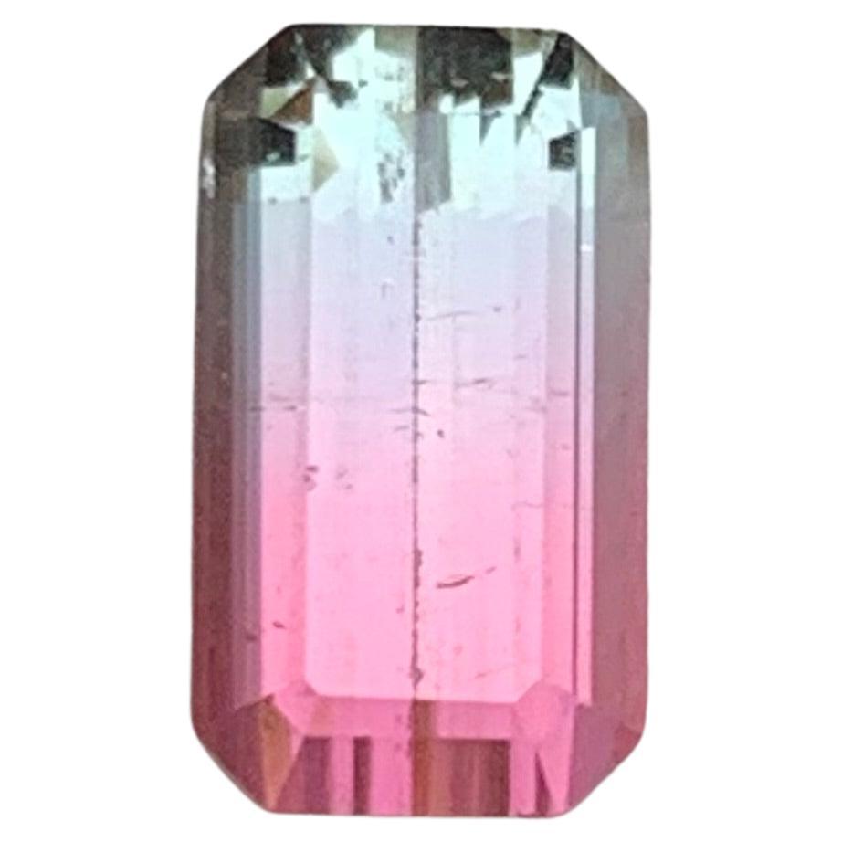 Vivid Pink Bicolor Natural Tourmaline Ring Loose Gemstone 1.80 Ct Emerald Cut