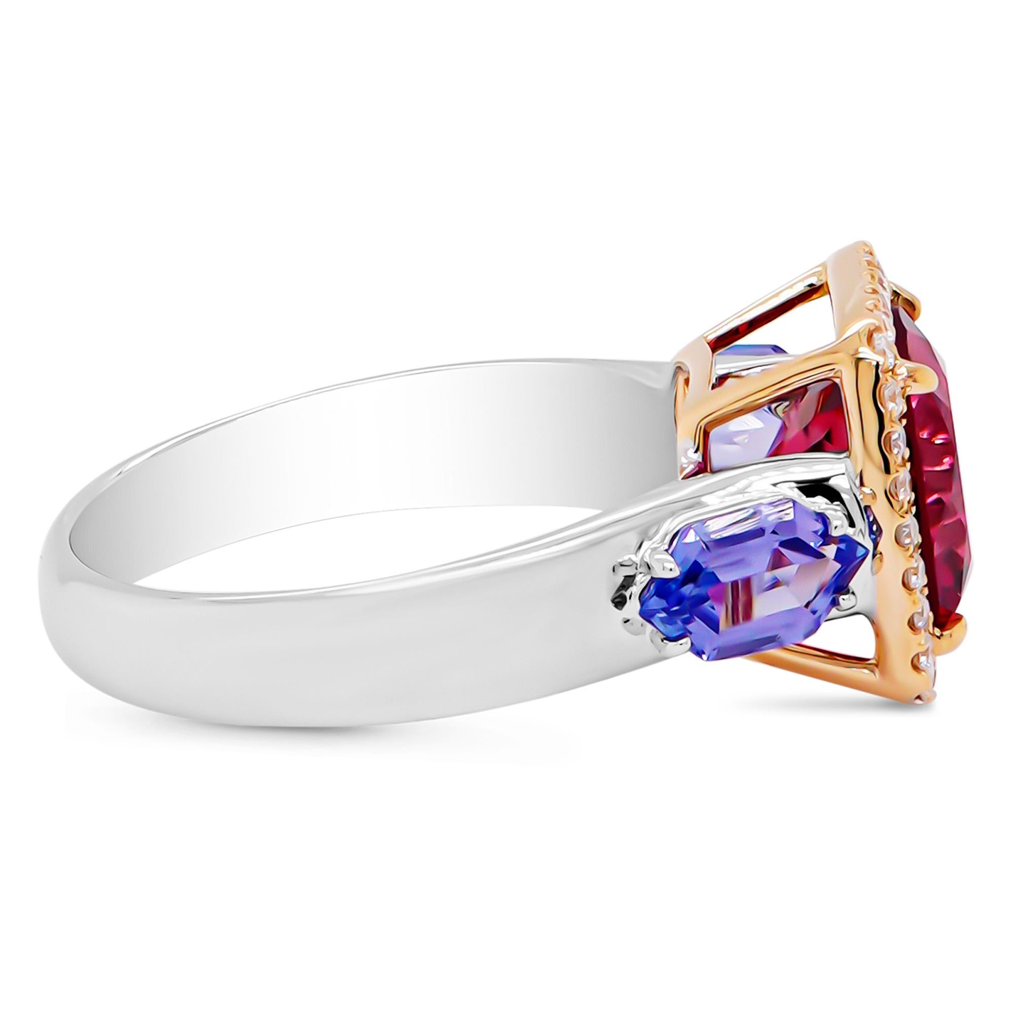 A magnificient vivid pink rubellite tourmaline from Brazil is set along with 1.00 carats of hexagon shape tanzanite and set with 0.16 carat of white round brilliant diamond.
The details of the diamond are mentioned below:
Color: D
Clarity; Vvs
Due