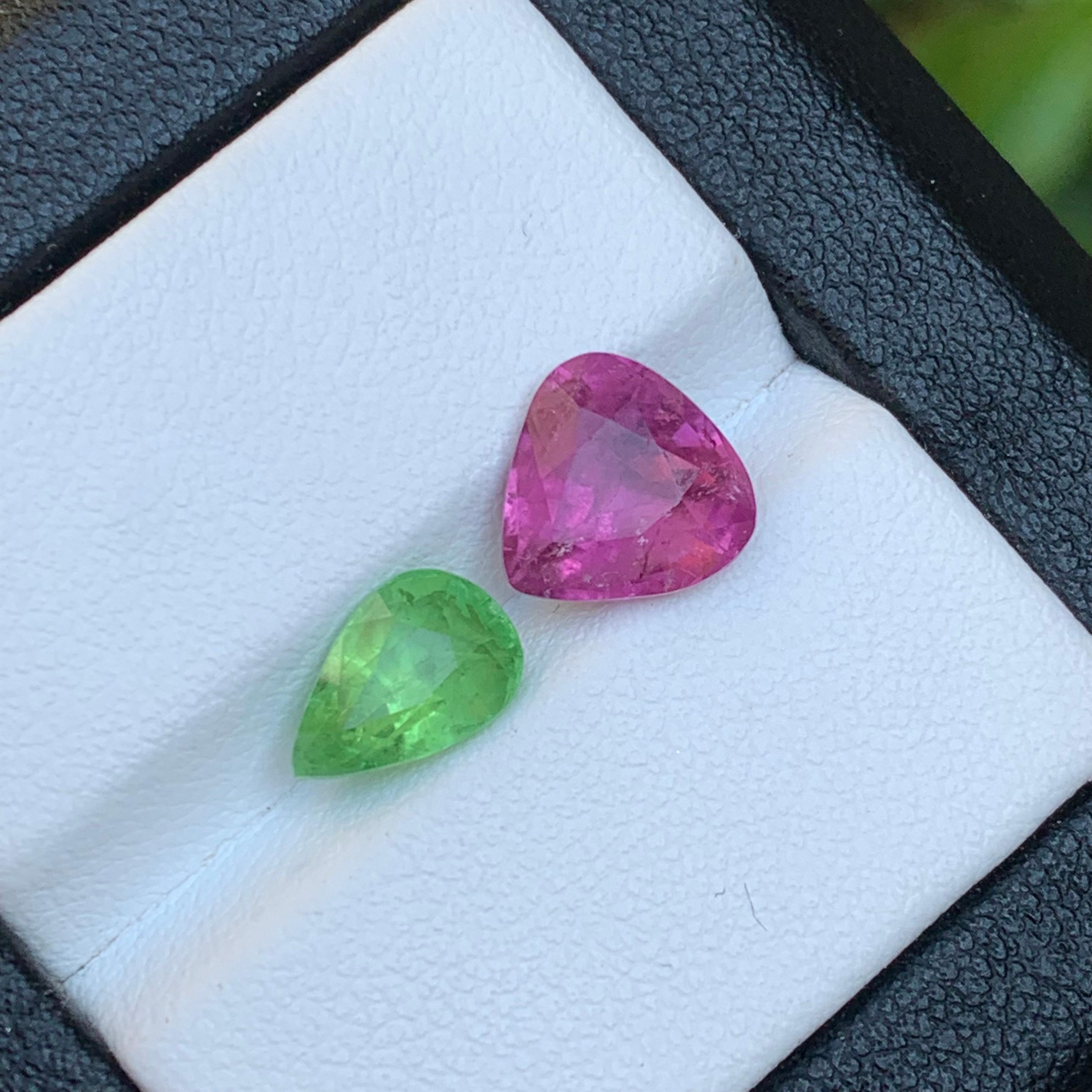 Vivid Pink & Green Natural Tourmaline Ring Loose Gemstones 3.90Ct Pear Cut-Jewel For Sale 6