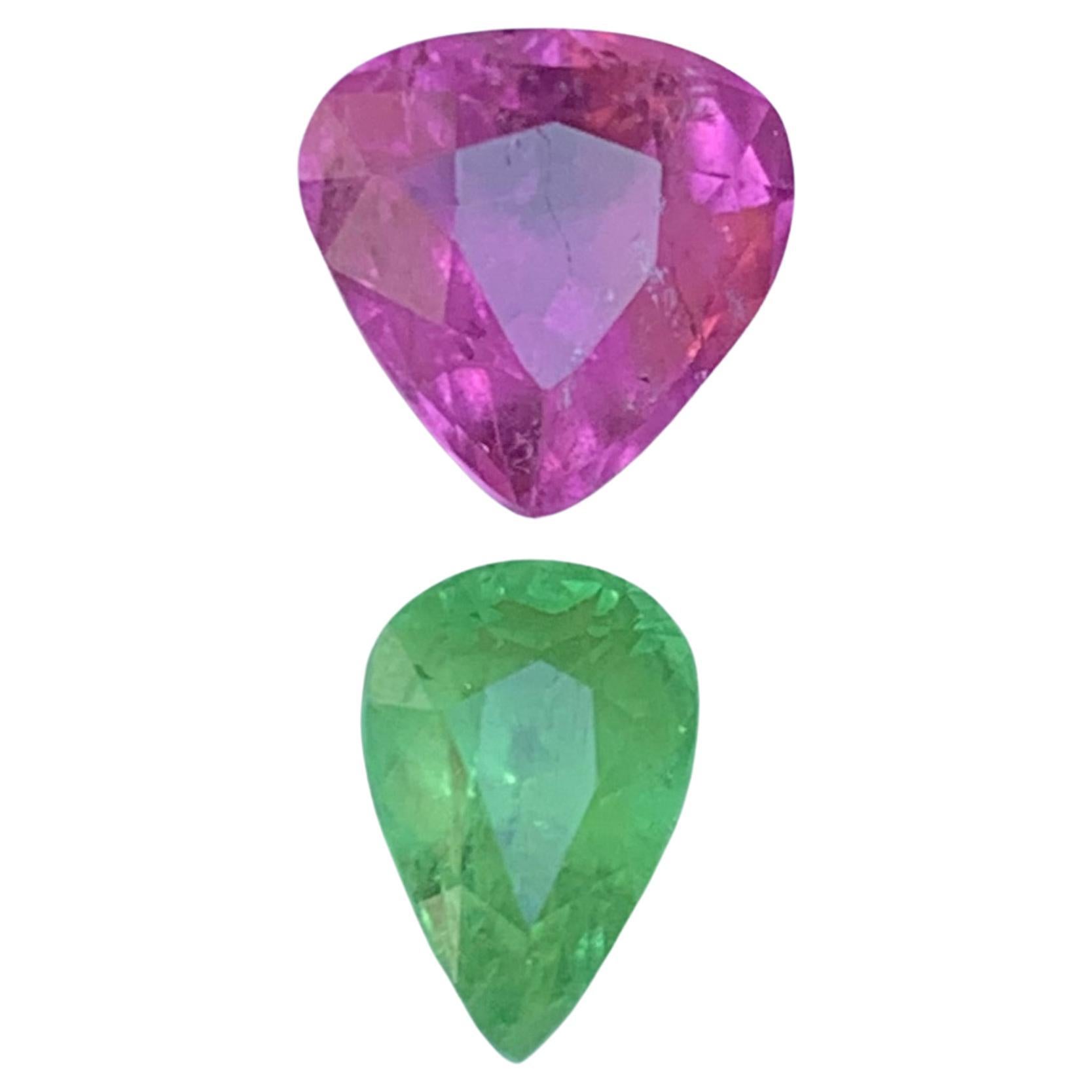 Vivid Pink & Green Natural Tourmaline Ring Loose Gemstones 3.90Ct Pear Cut-Jewel