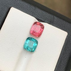 Vivid Pink & Light Blue Natural Tourmaline Gemstones 4.65 Ct Cushion Cut-Jewelry