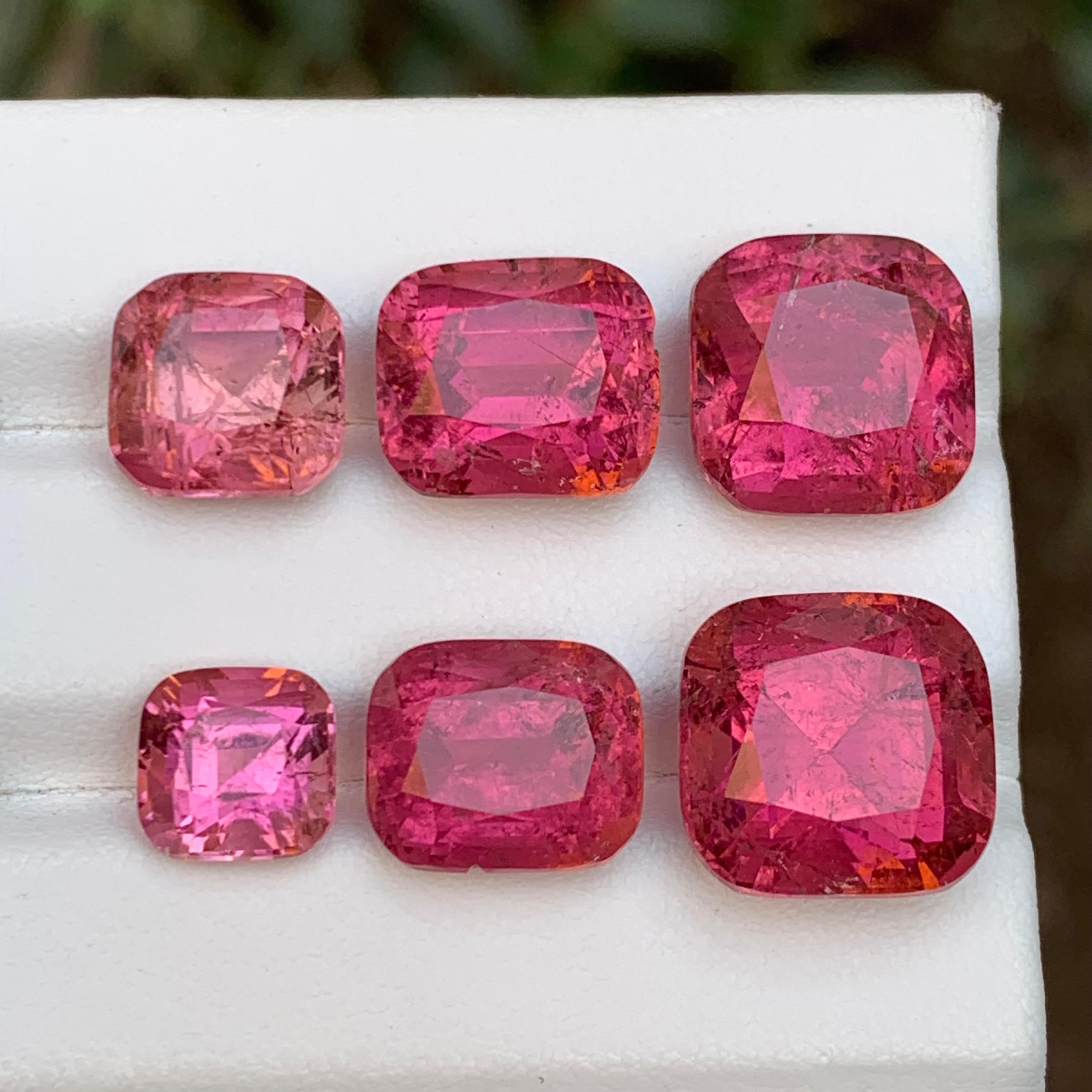 Cushion Cut Vivid Pink Natural Rubellite Tourmaline Loose Gemstone Lot 39.60 Ct for Jewelry For Sale
