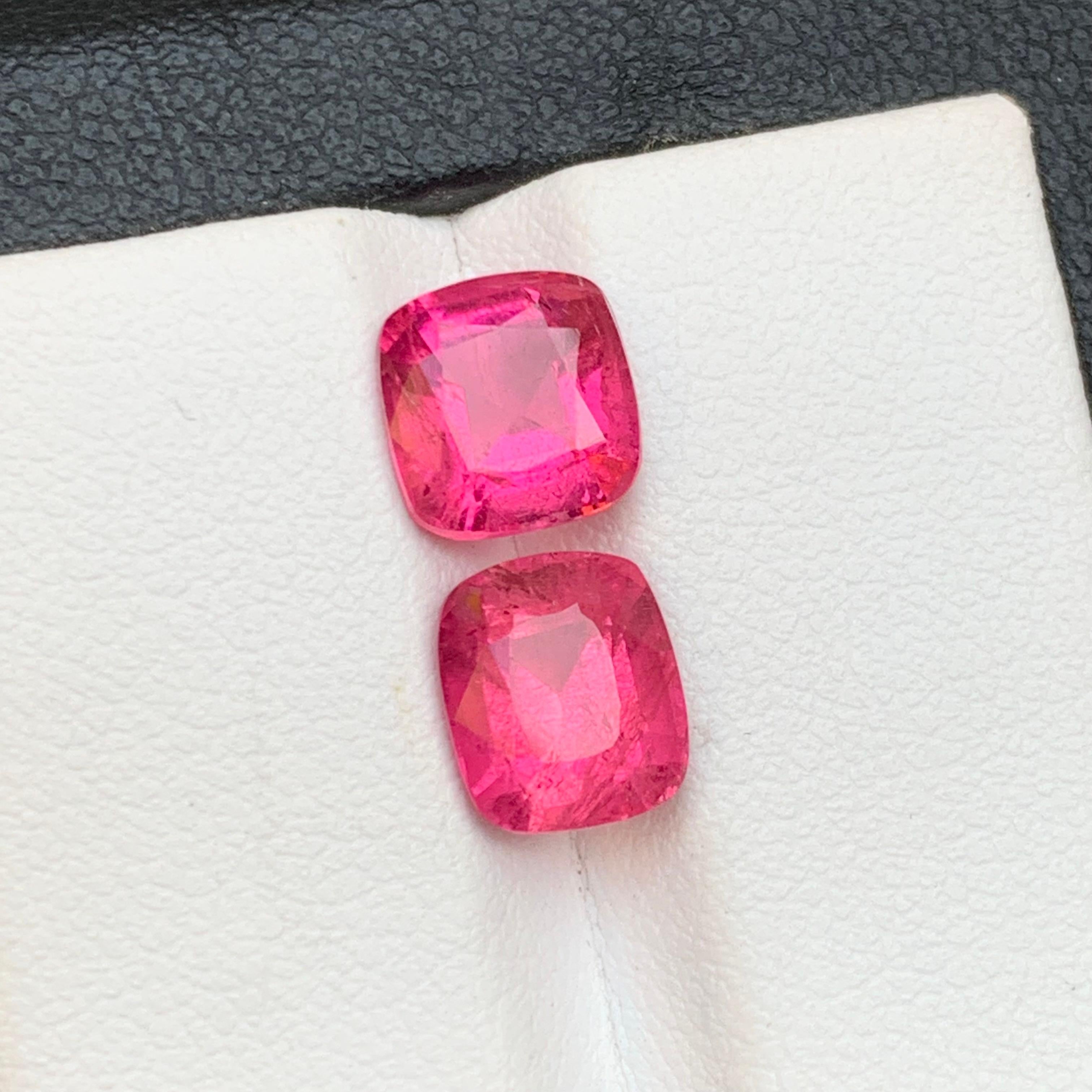 Vivid Pink Natural Rubellite Tourmaline Loose Gemstones 4.25Ct Cushion Cut-Jewel For Sale 5