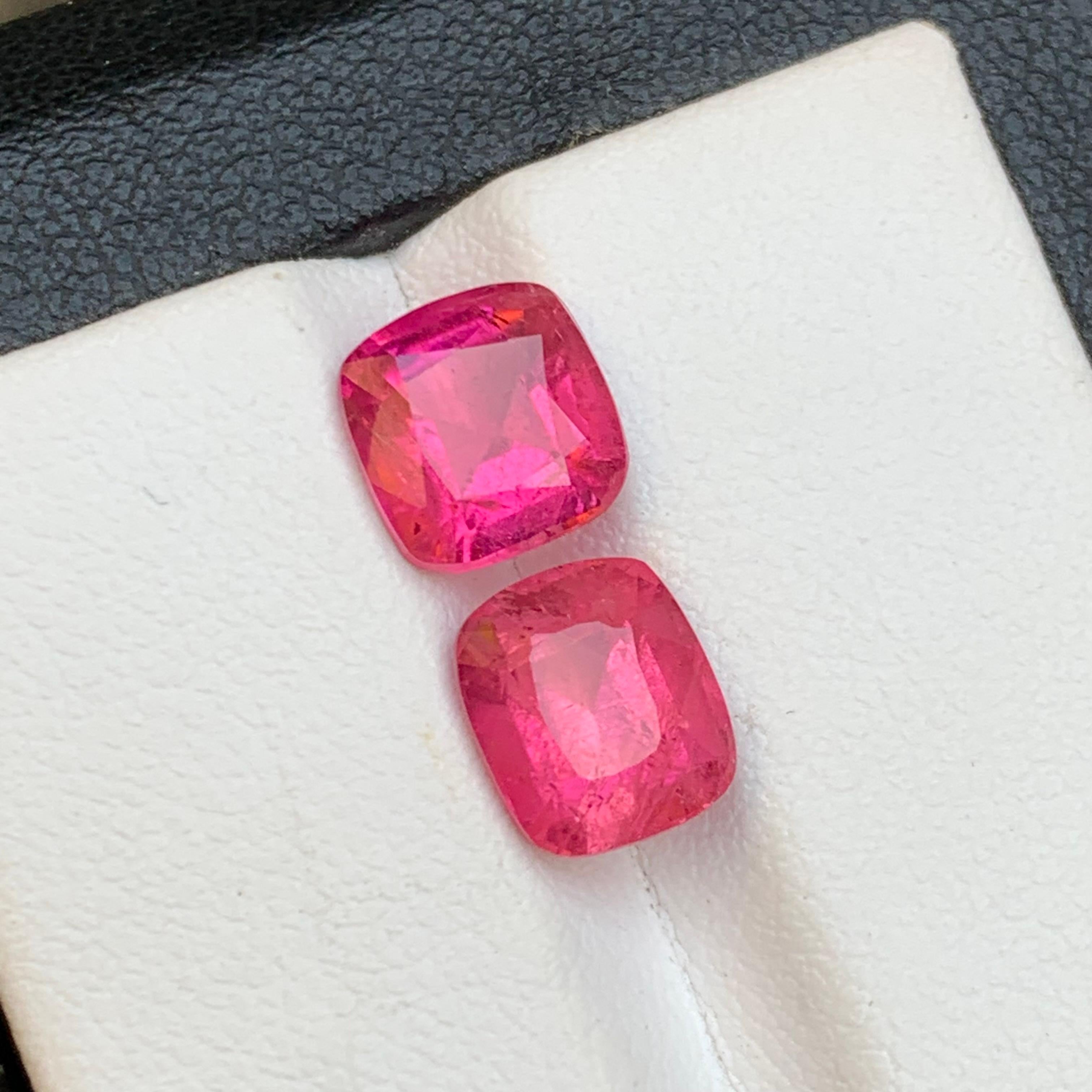 Vivid Pink Natural Rubellite Tourmaline Loose Gemstones 4.25Ct Cushion Cut-Jewel For Sale 6