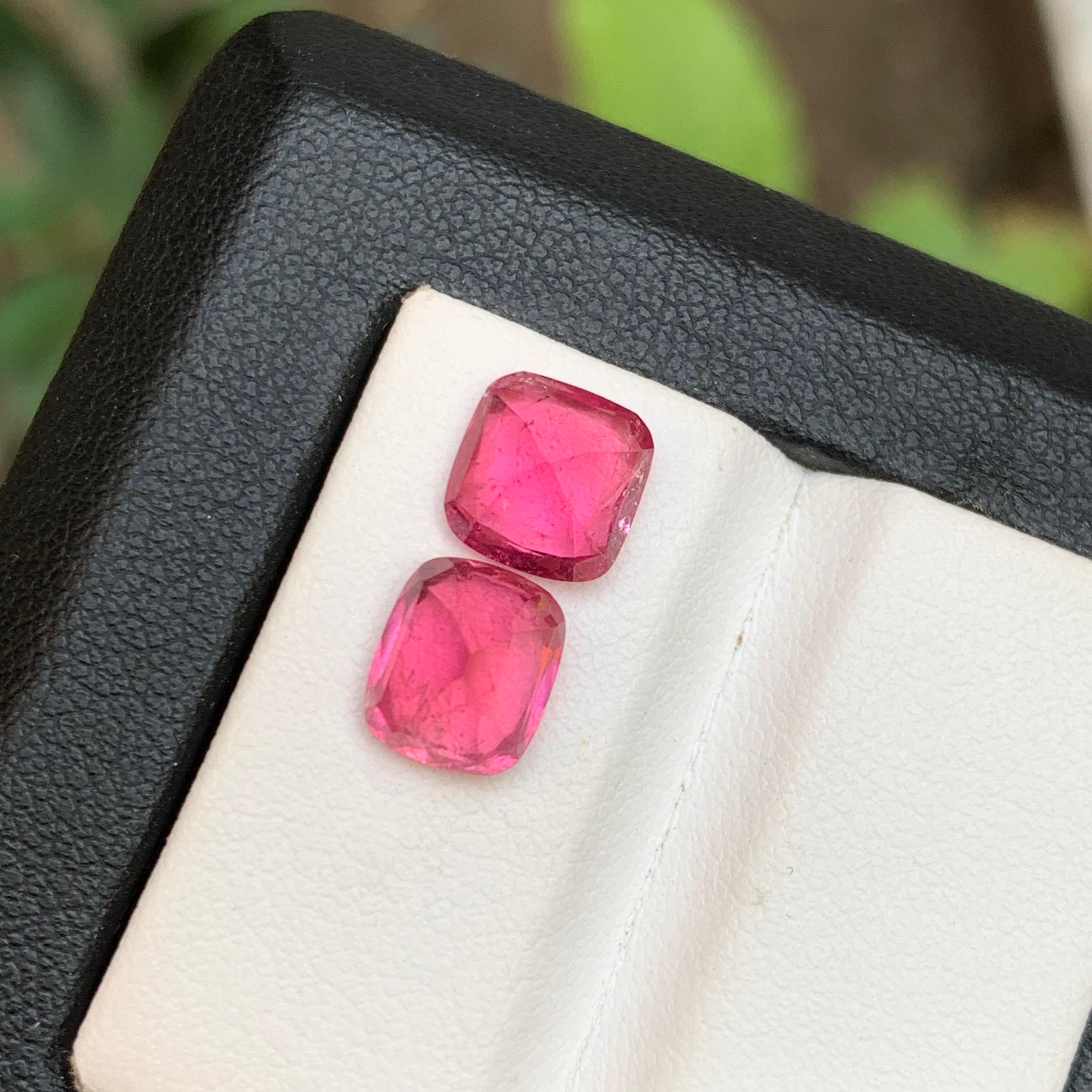 Vivid Pink Natural Rubellite Tourmaline Loose Gemstones 4.25Ct Cushion Cut-Jewel For Sale 1