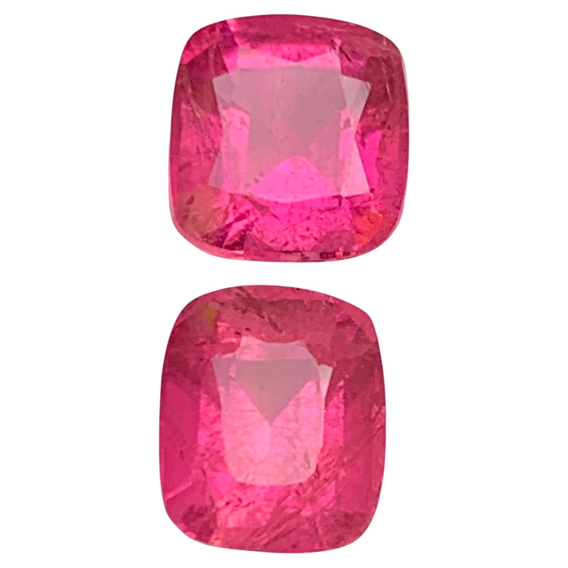 Vivid Pink Natural Rubellite Tourmaline Loose Gemstones 4.25Ct Cushion Cut-Jewel