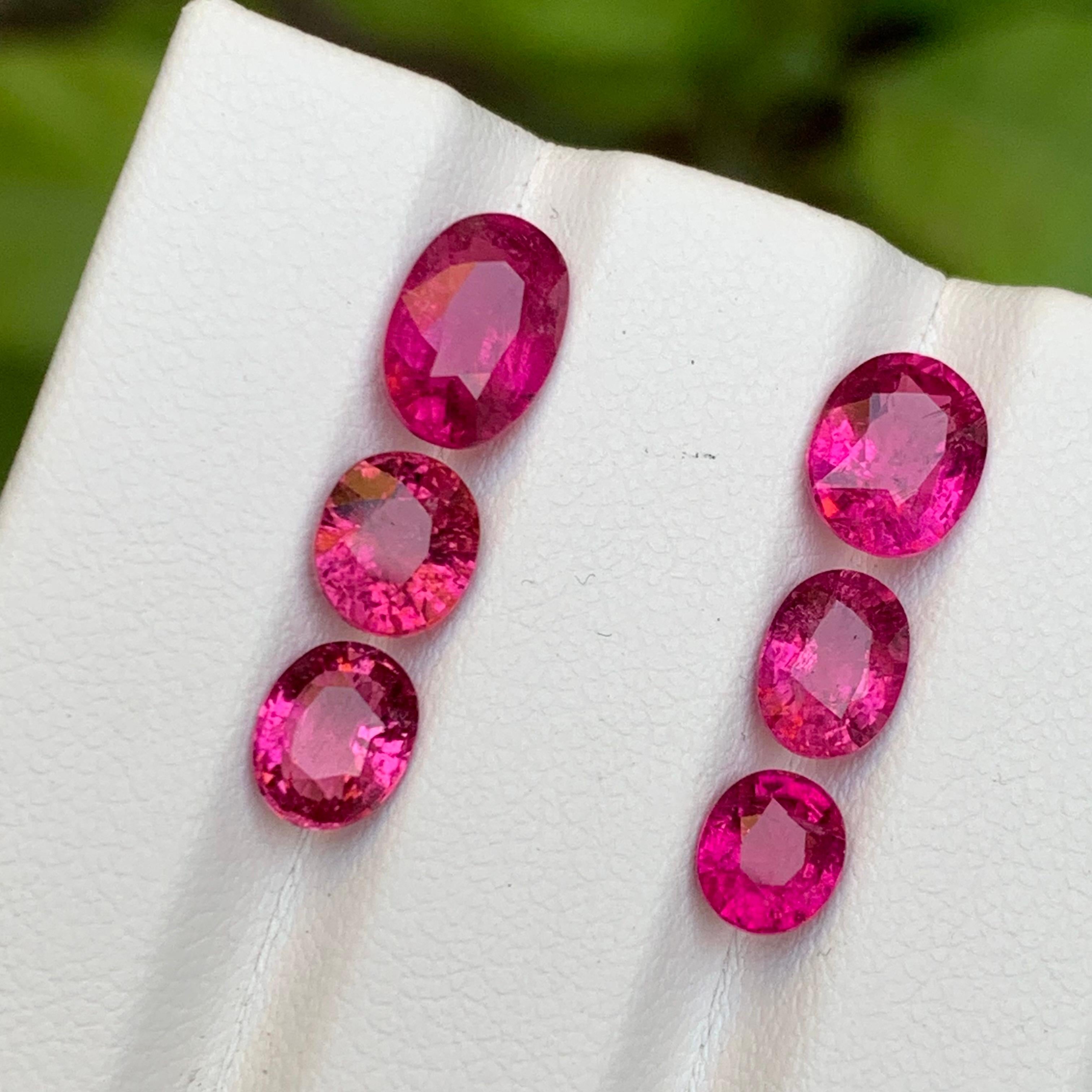 Vivid Pink Natural Rubellite Turmalin lose Edelsteine Lot 6.80 Ct für Schmuck (Ovalschliff) im Angebot