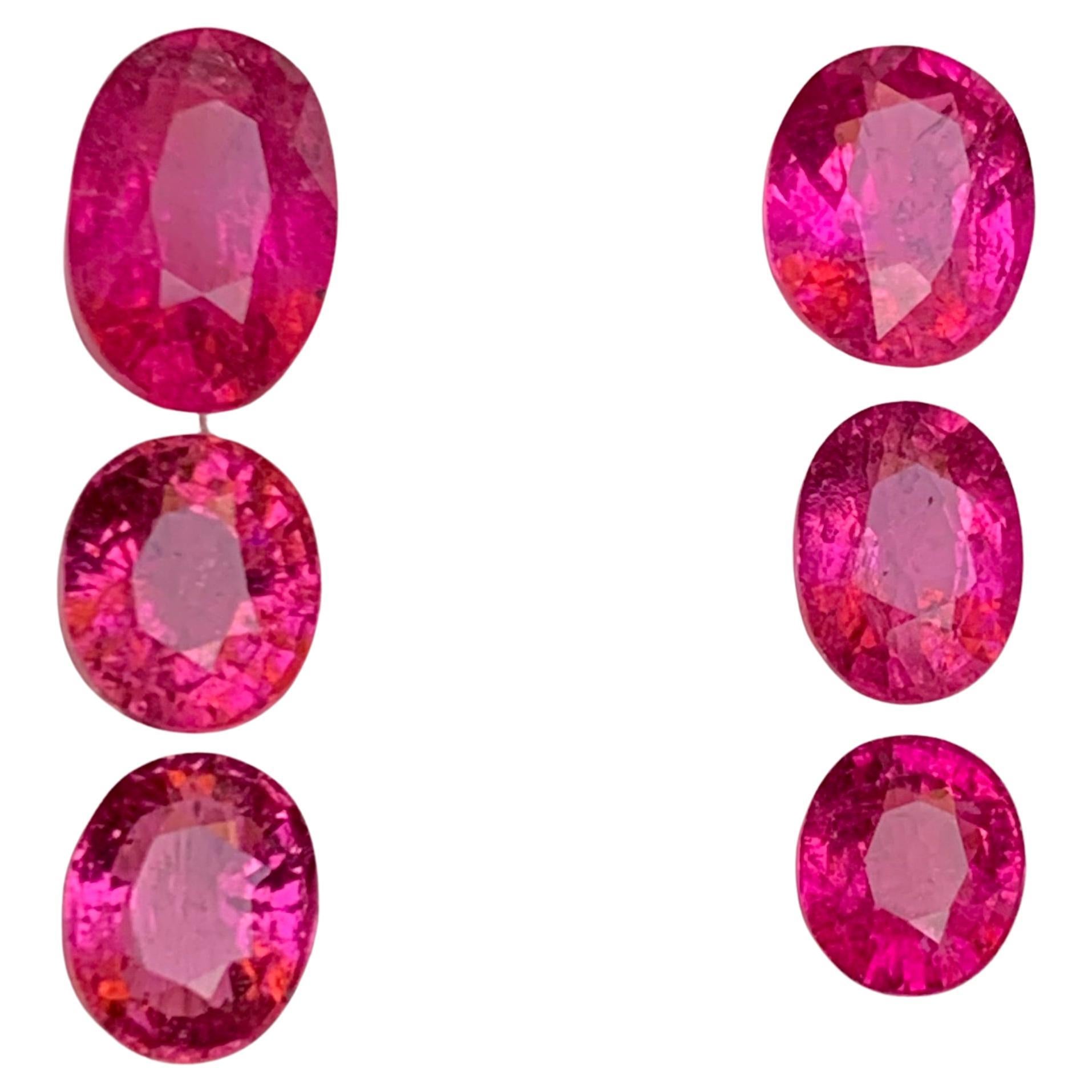 Gemme sciolte di tormalina rubellite naturale rosa vivo lotto 6.80 ct per gioielli