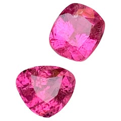 Gemme di tormalina naturale rosa vivo, taglio a cuscino e trilione da 3,20 carati - gioielli