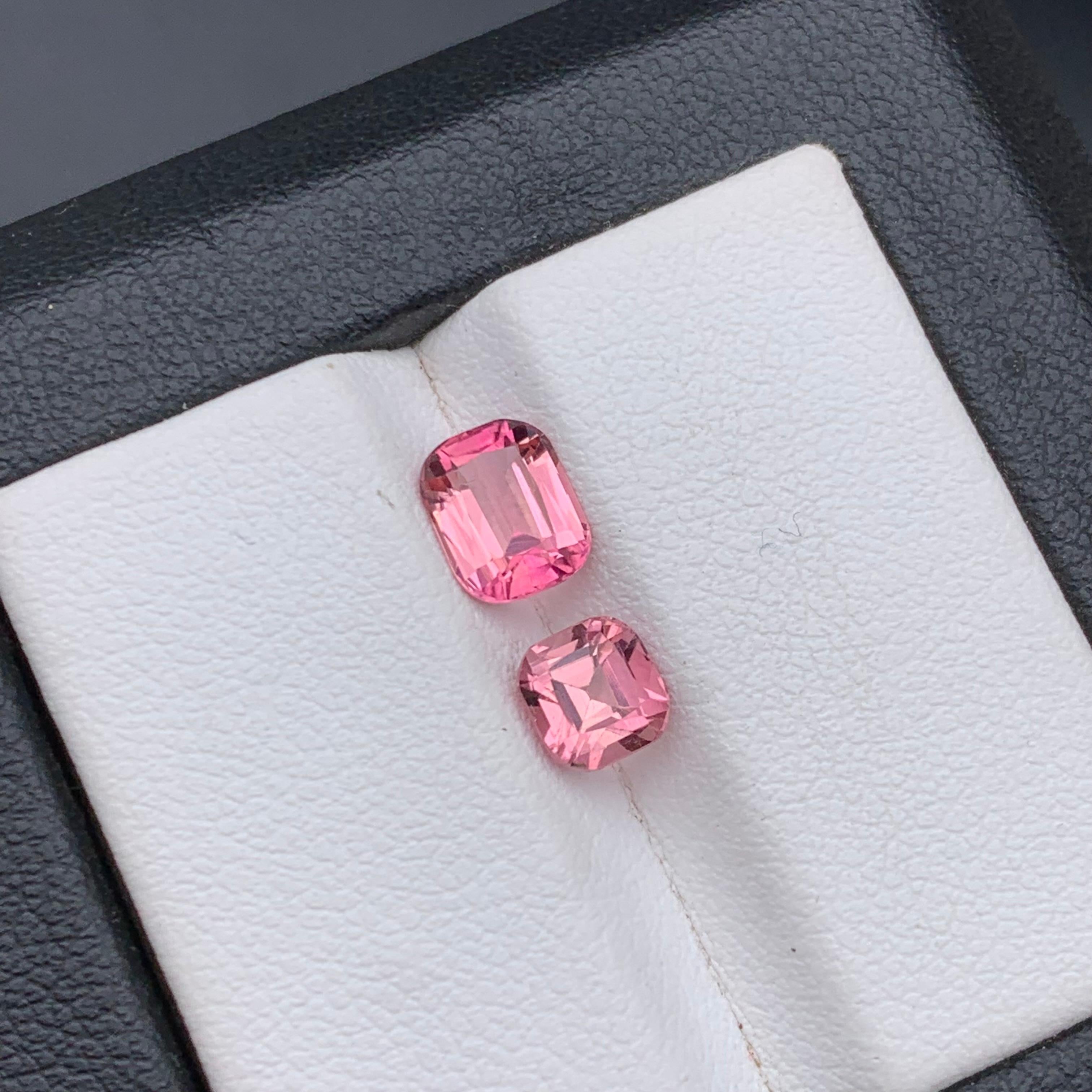 Vivid Pink Natürlicher Turmalin Ring, Ohrringe Lose Edelsteine 1.90 Ct Cushion Cut im Angebot 4