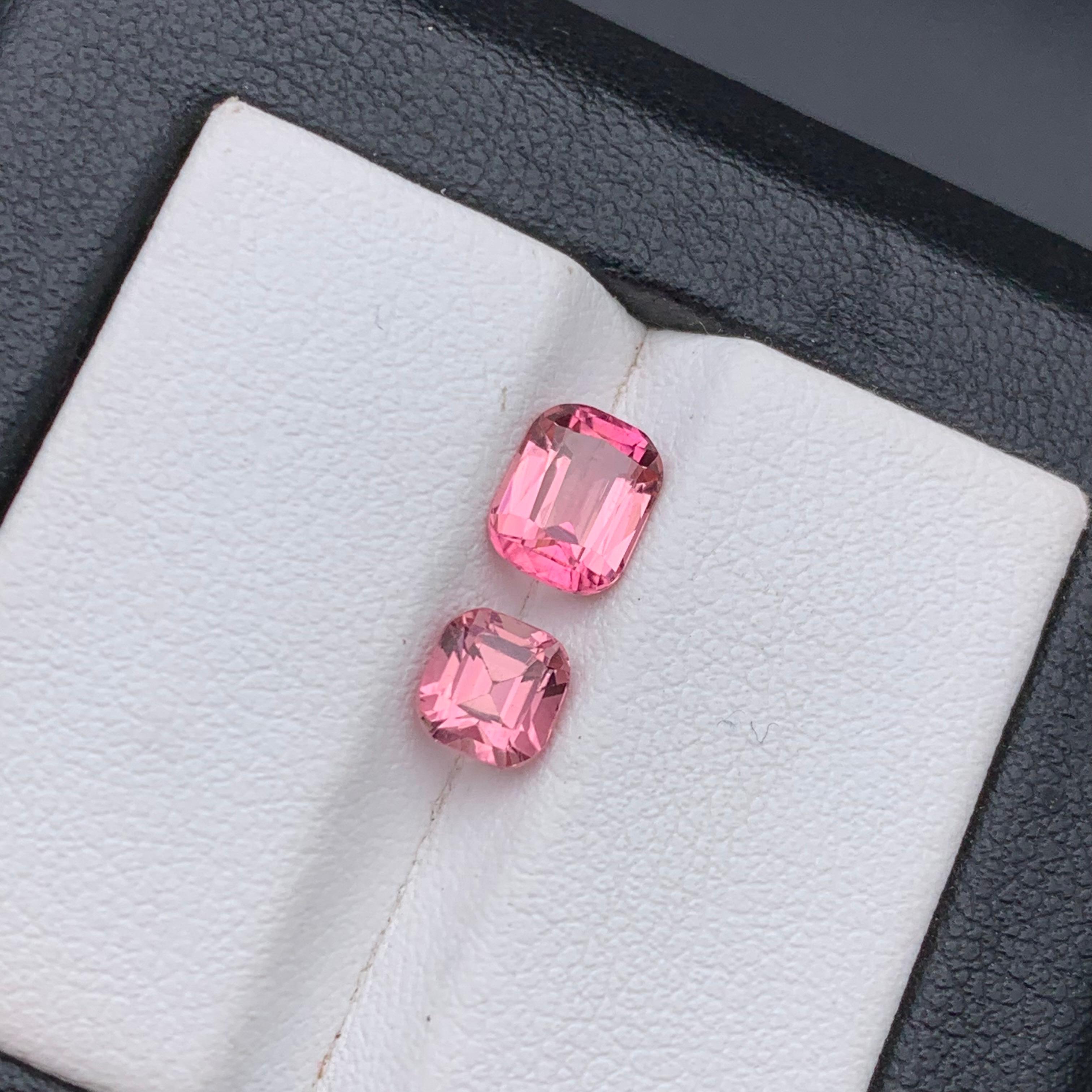 Vivid Pink Natürlicher Turmalin Ring, Ohrringe Lose Edelsteine 1.90 Ct Cushion Cut im Angebot 5