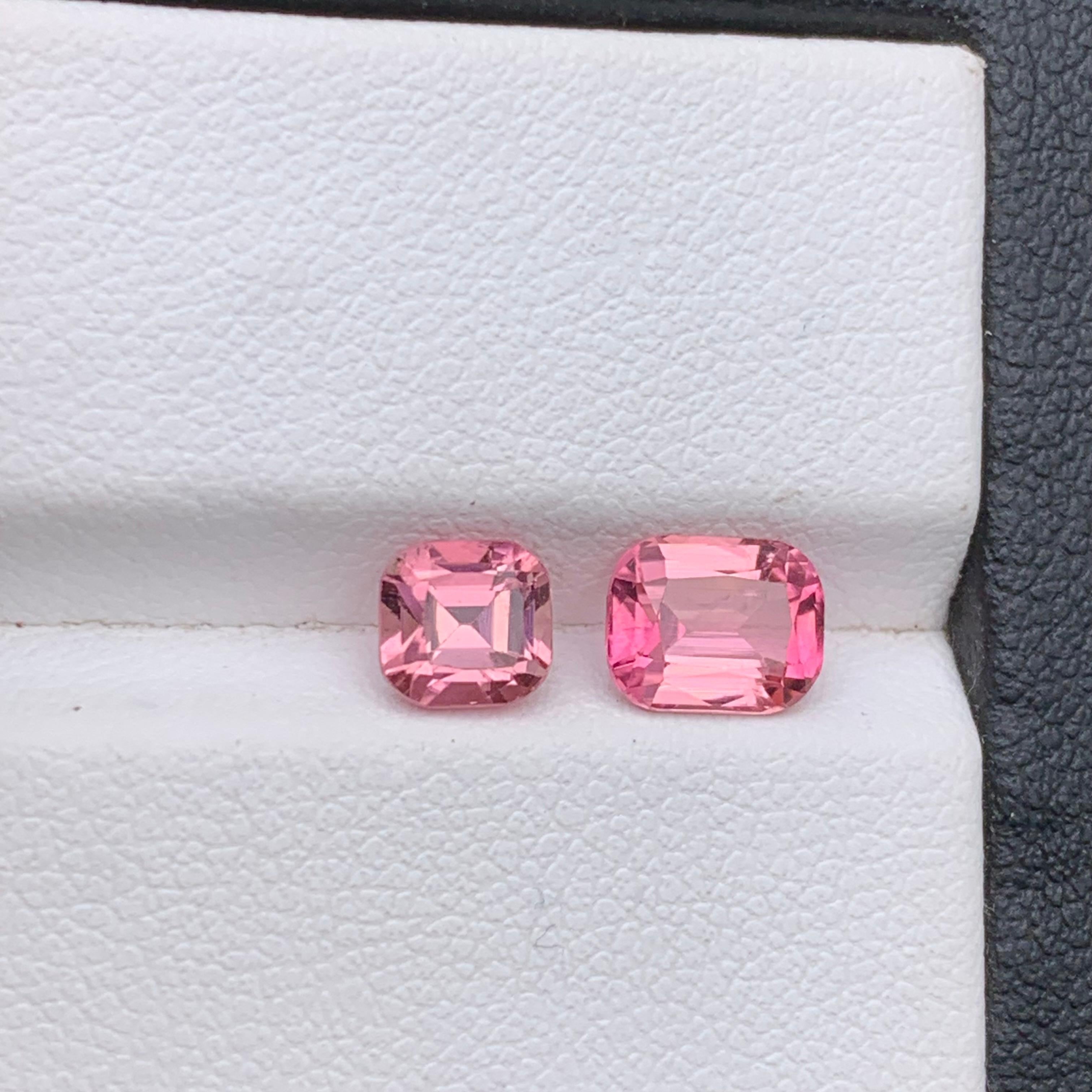 Vivid Pink Natürlicher Turmalin Ring, Ohrringe Lose Edelsteine 1.90 Ct Cushion Cut im Angebot 2
