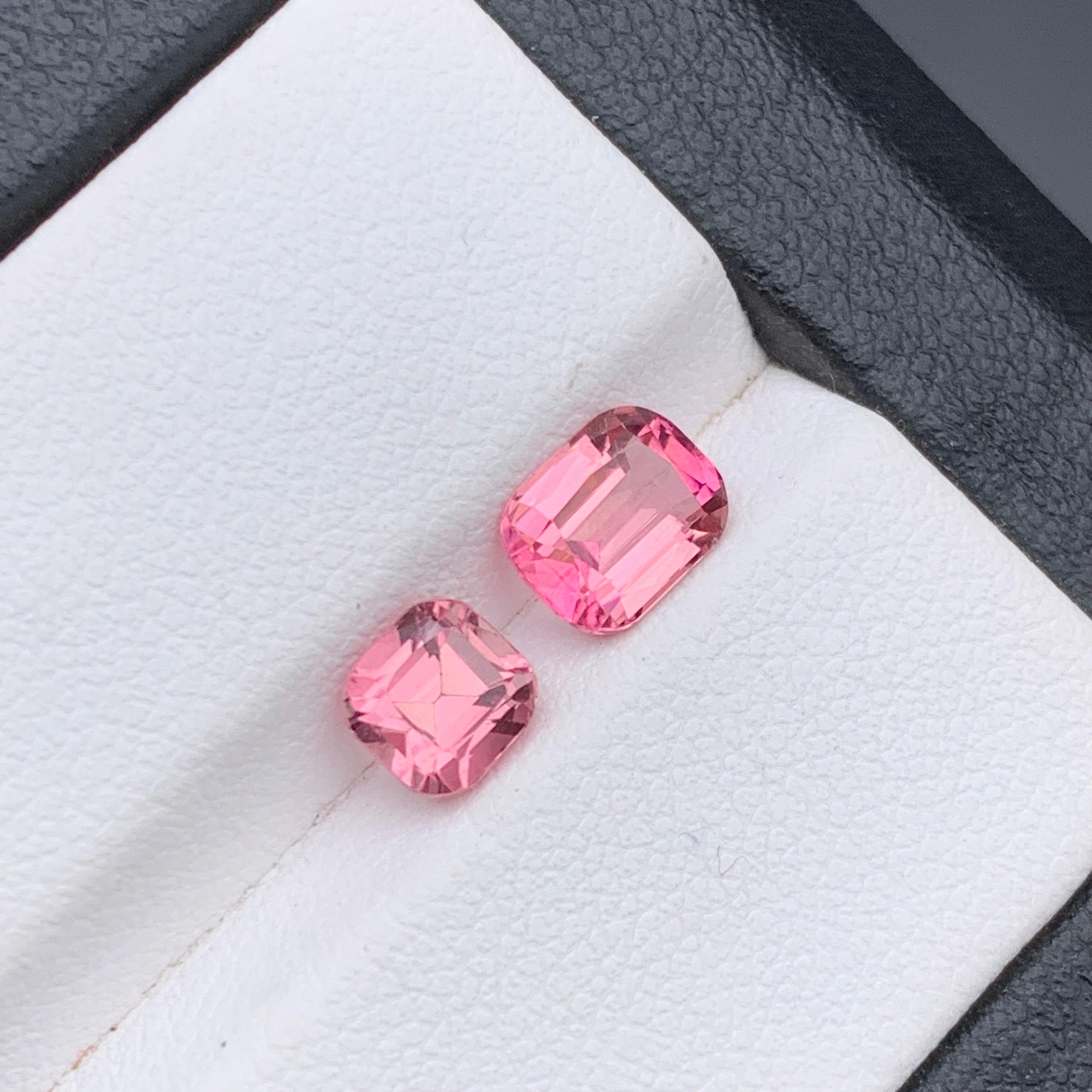 Vivid Pink Natürlicher Turmalin Ring, Ohrringe Lose Edelsteine 1.90 Ct Cushion Cut im Angebot 3
