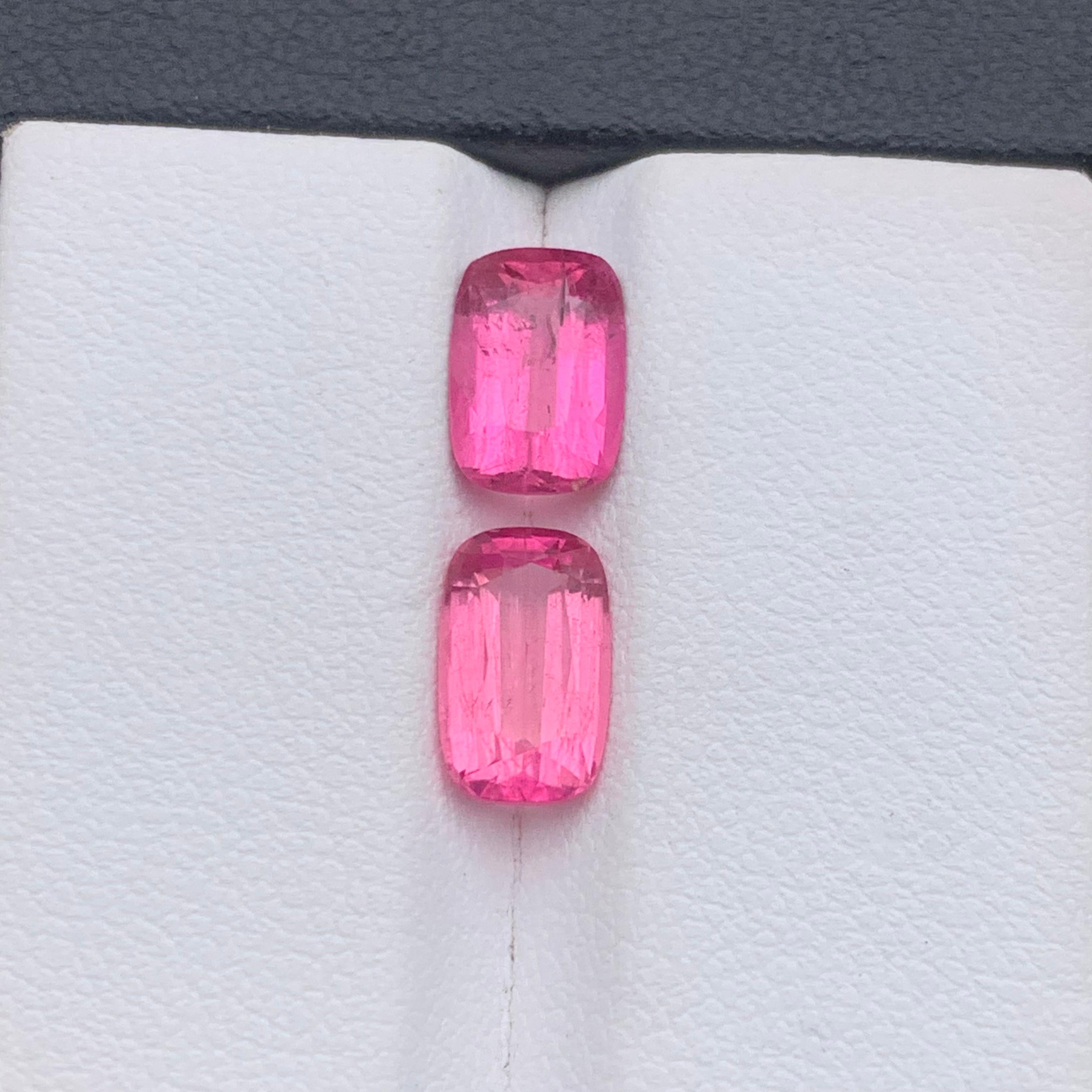 Vivid Pink Natural Tourmaline Ring, Earrings Loose Gemstones 3.10 Ct Cushion Cut For Sale 8