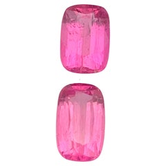Vivid Pink Natural Tourmaline Ring, Earrings Loose Gemstones 3.10 Ct Cushion Cut