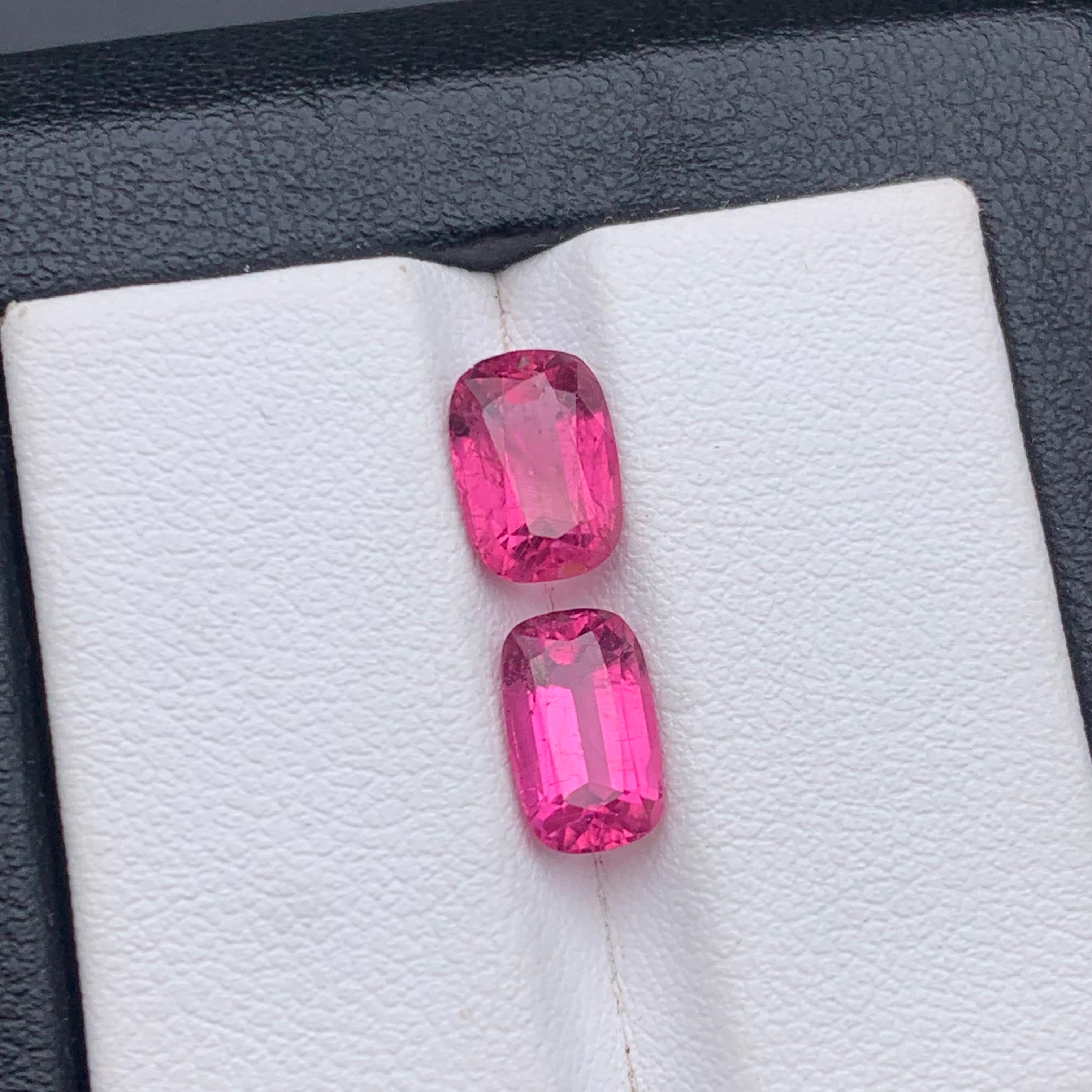 Vivid Pink Natürlicher Turmalin Ring, Ohrringe Lose Edelsteine 3.30 Ct Cushion Cut im Angebot 4