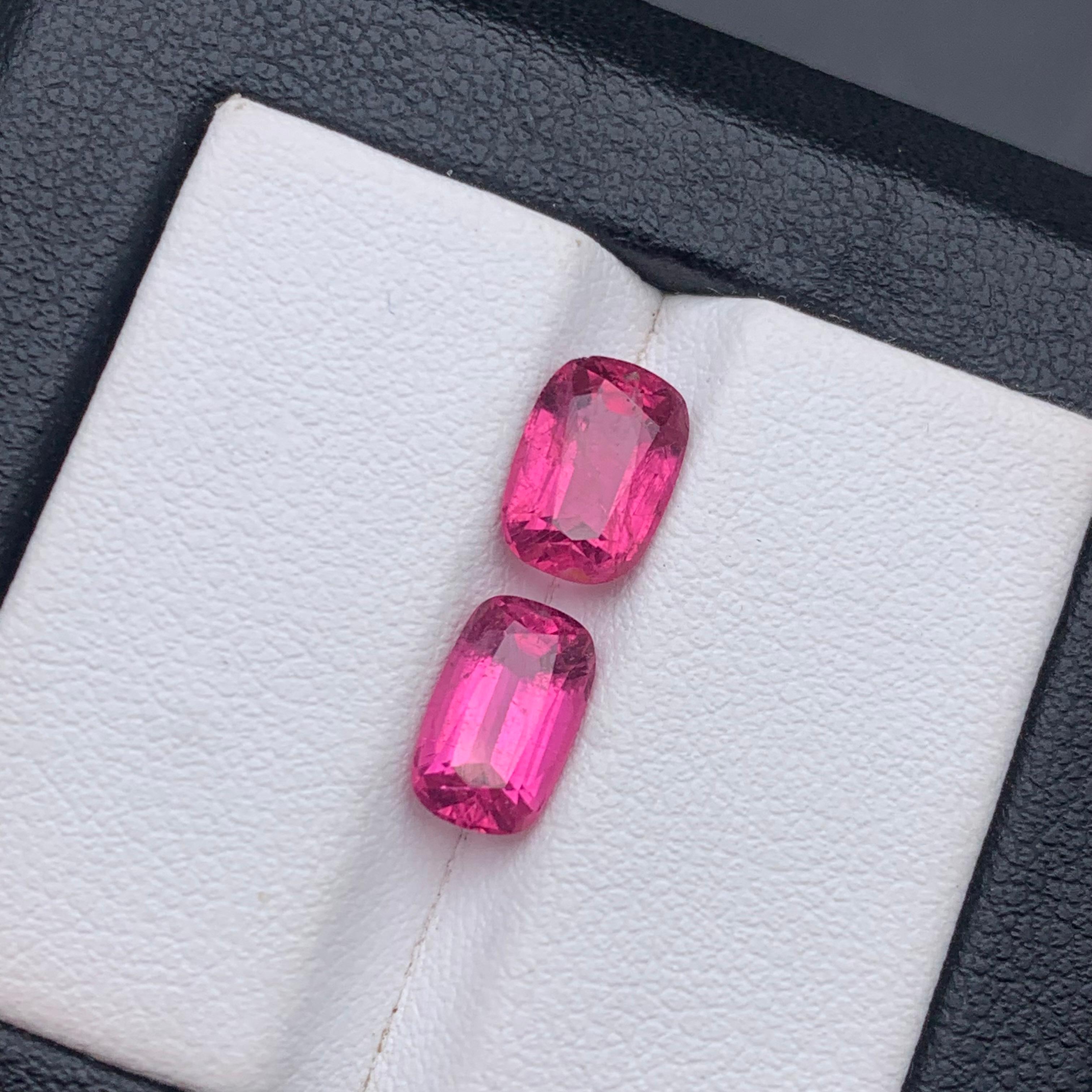 Vivid Pink Natürlicher Turmalin Ring, Ohrringe Lose Edelsteine 3.30 Ct Cushion Cut im Angebot 5