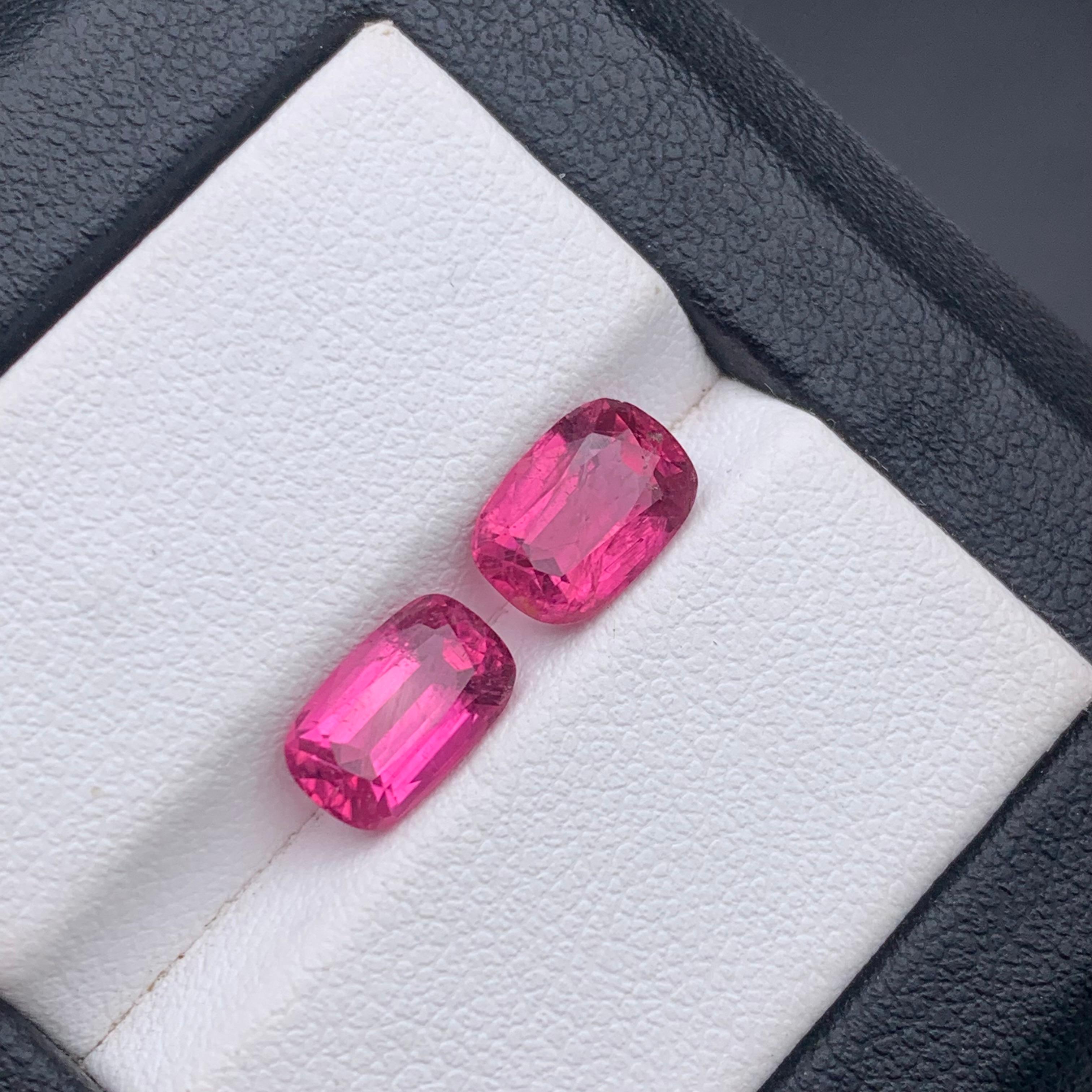Vivid Pink Natürlicher Turmalin Ring, Ohrringe Lose Edelsteine 3.30 Ct Cushion Cut im Angebot 3