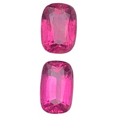 Vivid Pink Natural Tourmaline Ring, Earrings Loose Gemstones 3.30 Ct Cushion Cut