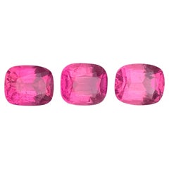Vivid Pink Natural Tourmaline Ring, Earrings Loose Gemstones 4.40 Ct Cushion Cut