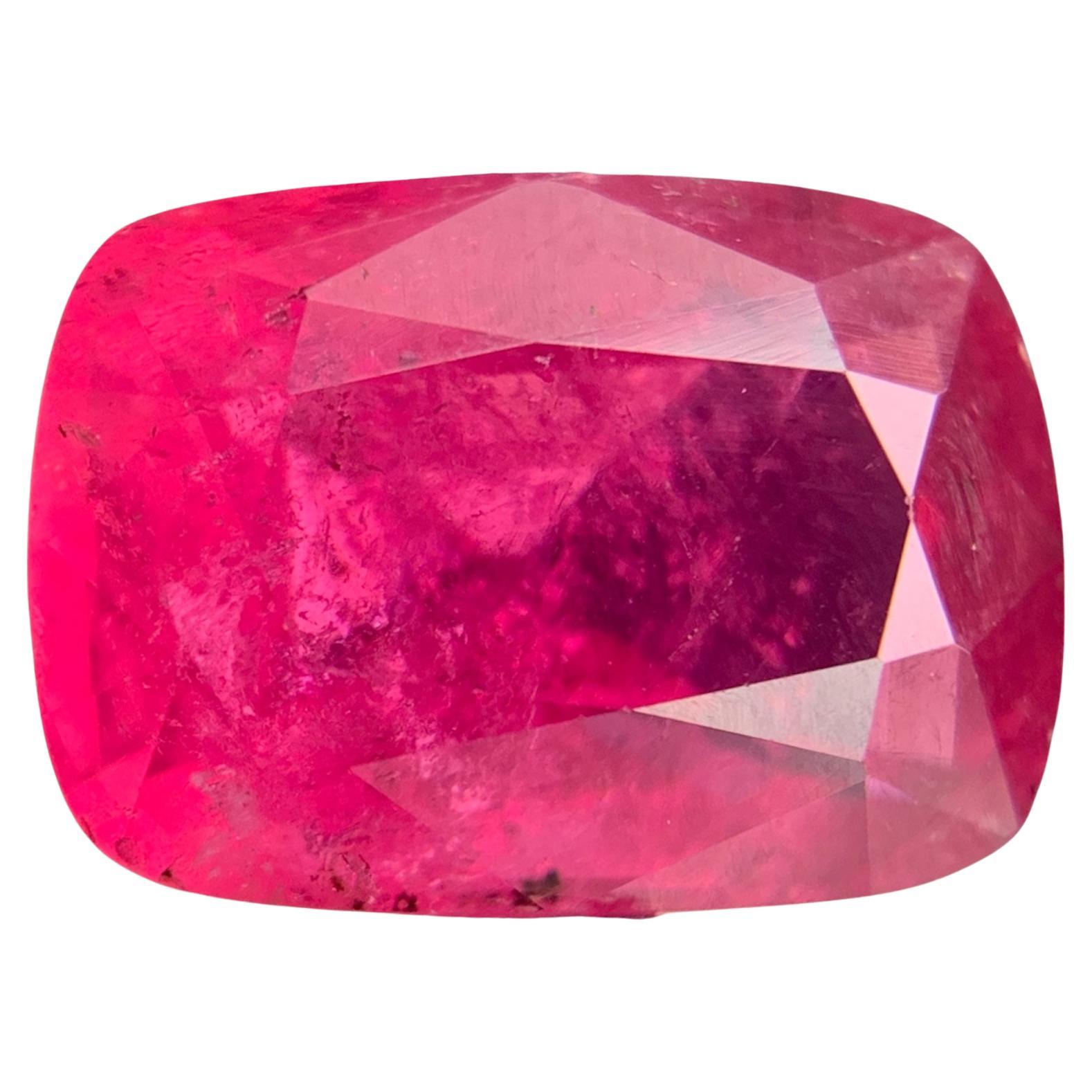 Vivid Pink Natural Tourmaline Ring, Earrings Loose Gemstones 4.95 Ct Cushion Cut