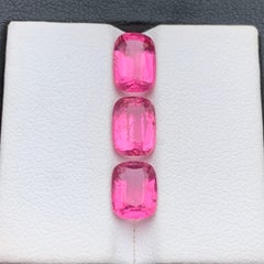 Vivid Pink Natural Tourmaline Ring, Earrings Loose Gemstones 5.05 Ct Cushion Cut