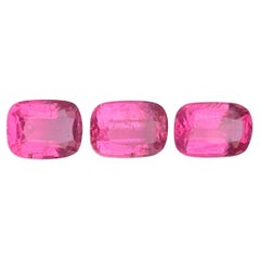 Vivid Pink Natural Tourmaline Ring, Earrings Loose Gemstones 5.05 Ct Cushion Cut