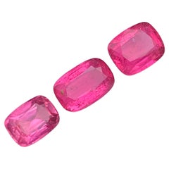 Vivid Pink Natural Tourmaline Ring, Earrings Loose Gemstones 5.30 Ct Cushion Cut