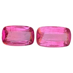 Vivid Pink Natural Tourmaline Ring, Earrings Loose Gemstones 6.45 Ct Cushion Cut