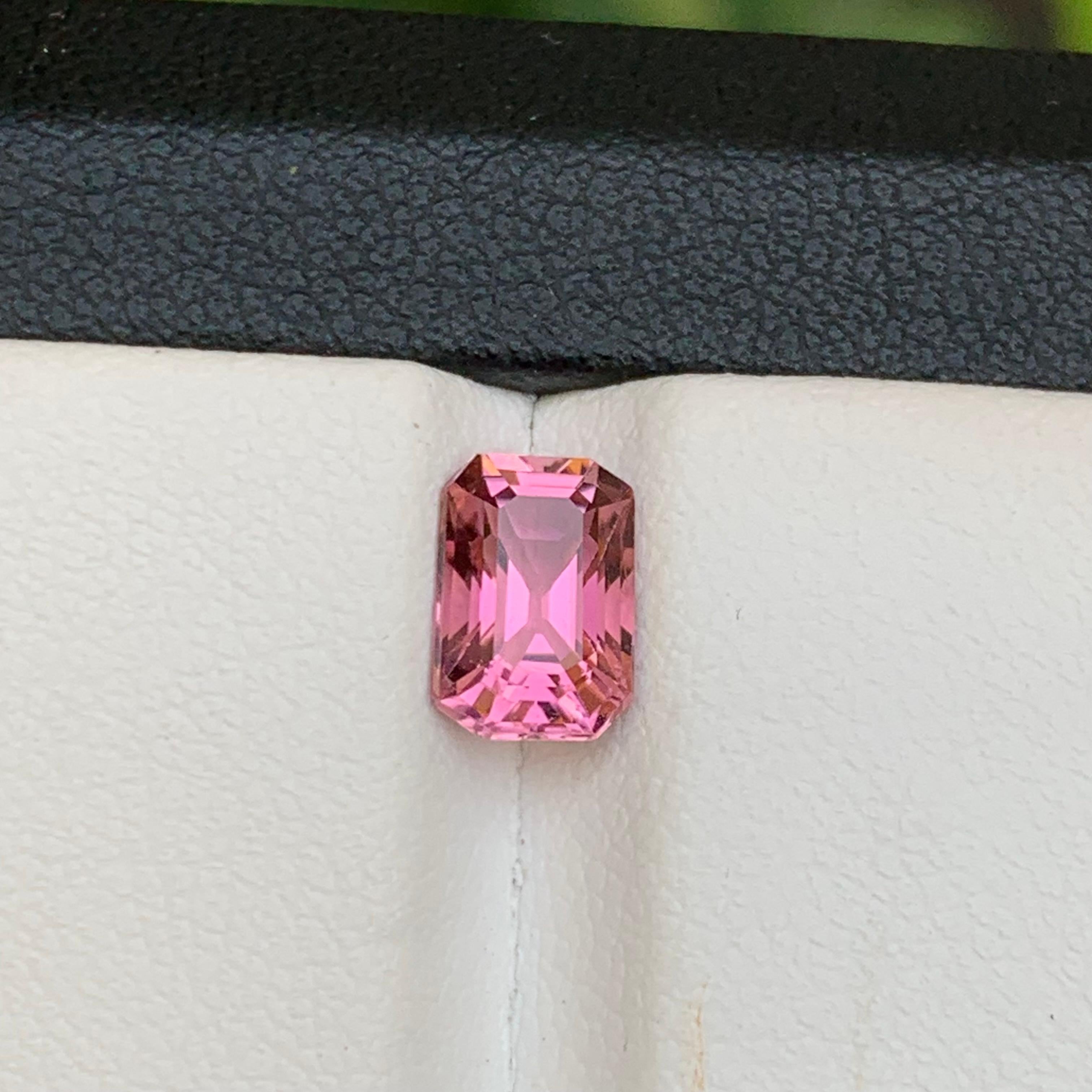 Vivid Pink Natural Tourmaline Ring Loose Gemstone 1.50 Ct Emerald Cut-Jewelry For Sale 3