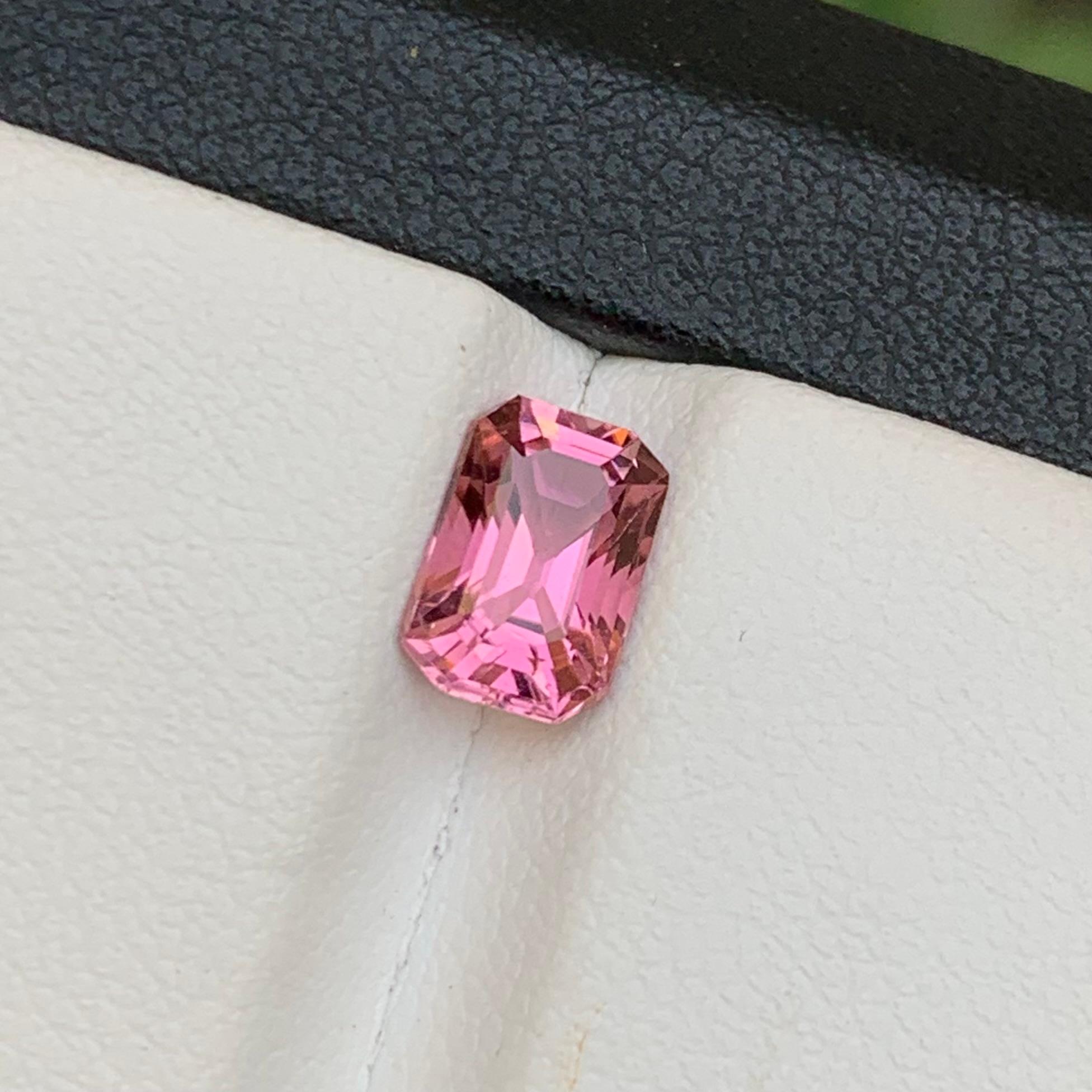 Vivid Pink Natural Tourmaline Ring Loose Gemstone 1.50 Ct Emerald Cut-Jewelry For Sale 4