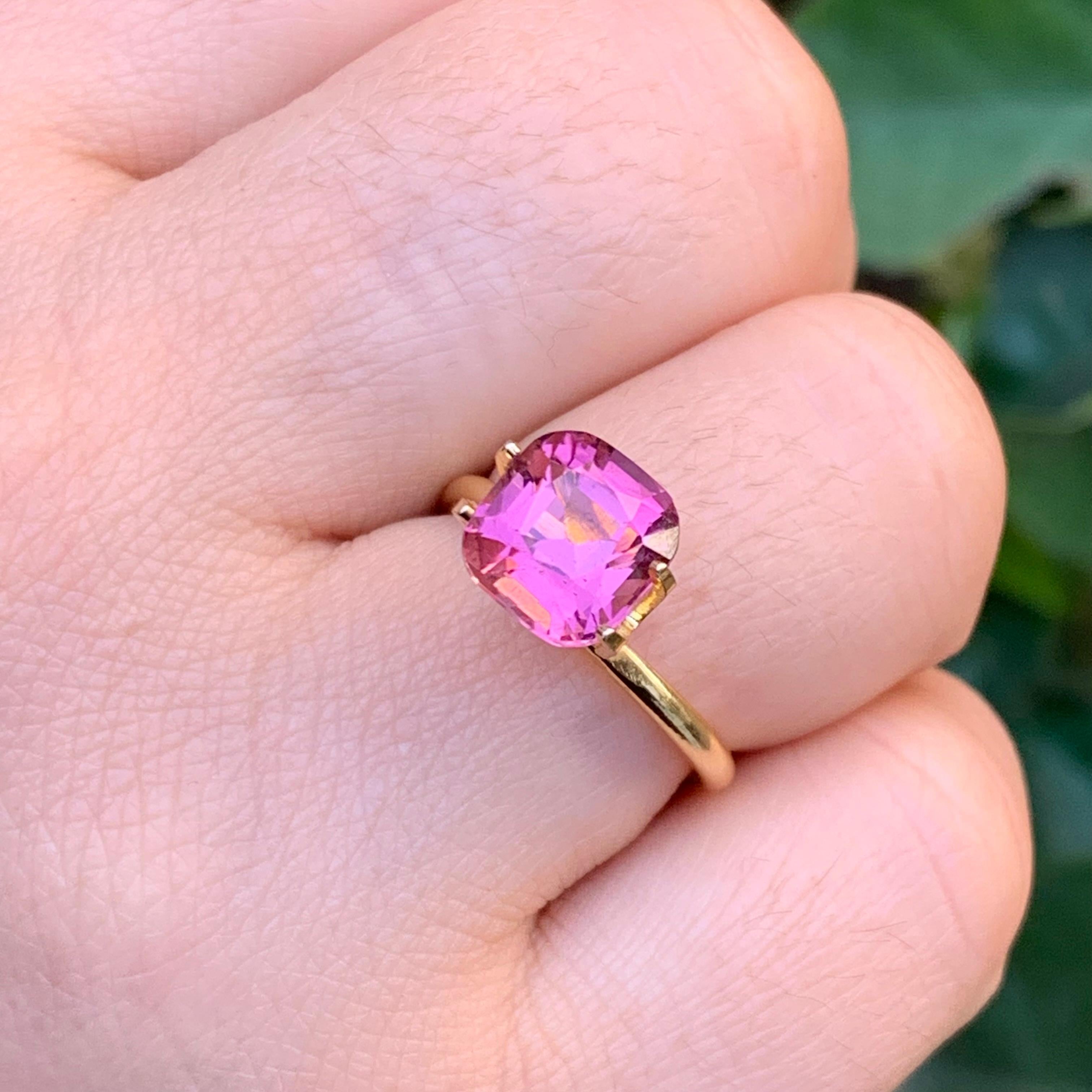 Vivid Pink Natural Turmalin Ring Lose Edelstein 2.80 Karat Quadrat Cushion Cut im Angebot 2
