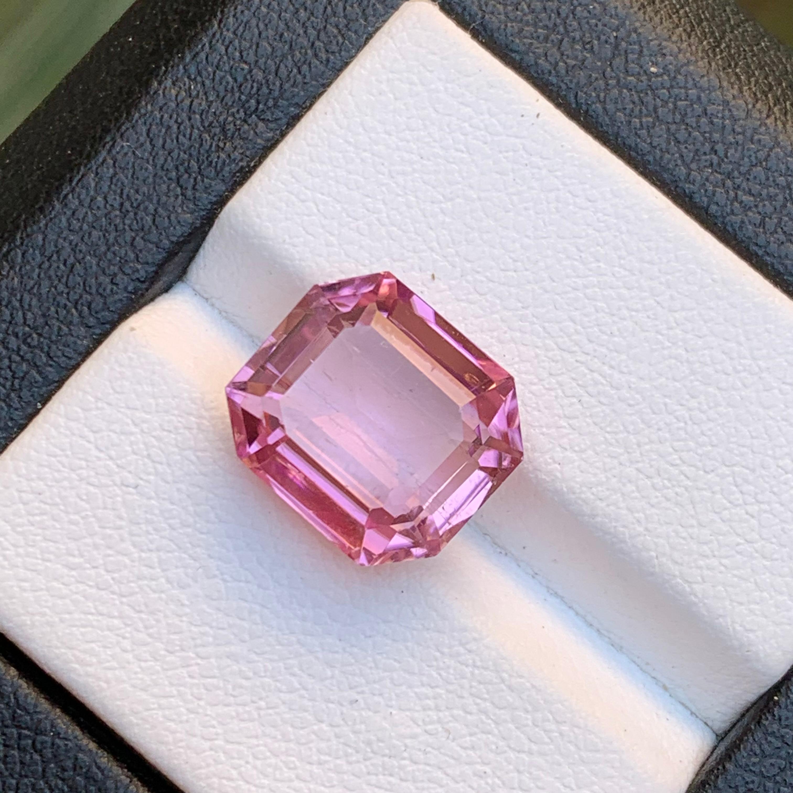 Vivid Pink Natürlicher Turmalin Ring, Anhänger Loser Edelstein 8,65 Ct Smaragdschliff im Angebot 4