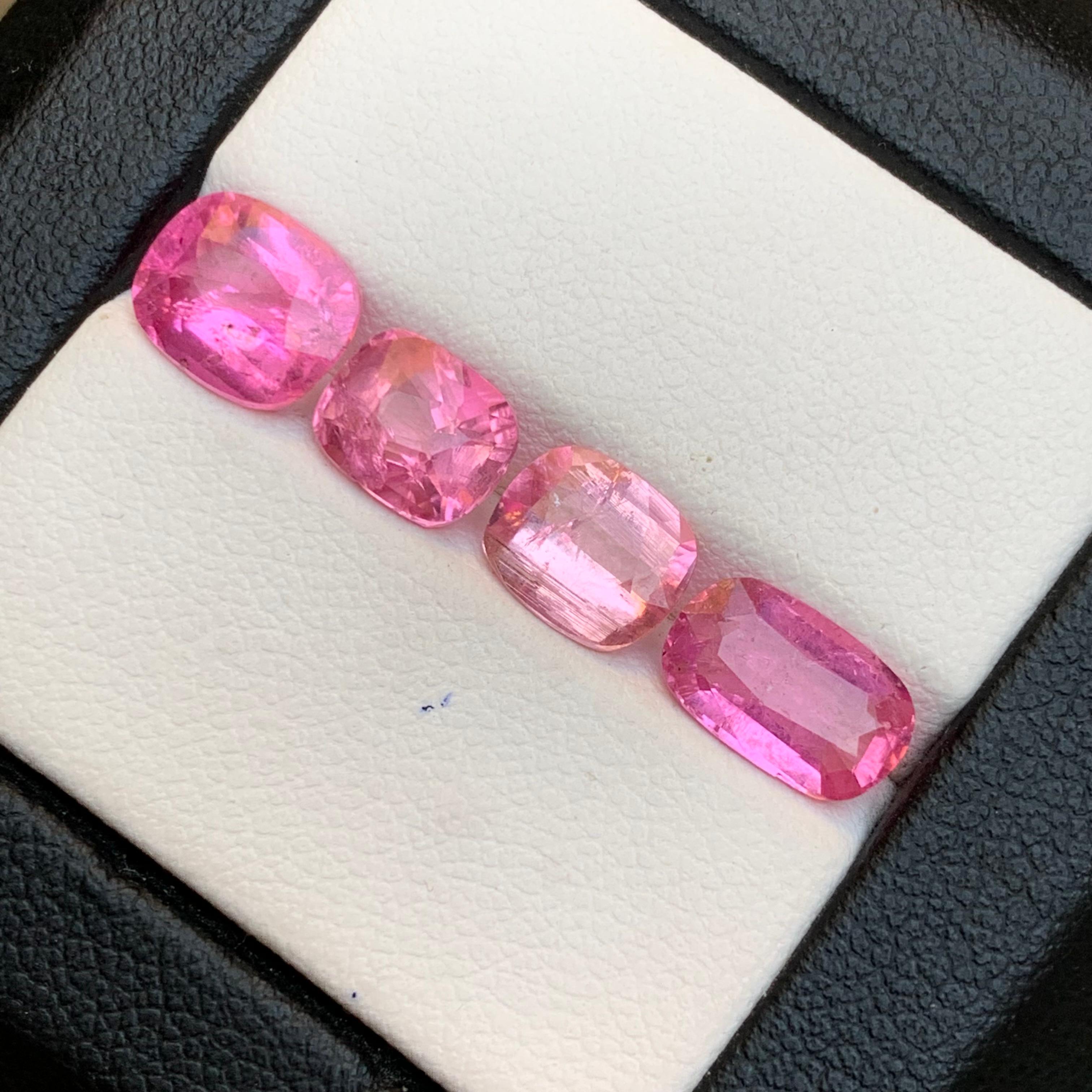 Turmalina Rubelita Rosa Viva 6.24Ct Corte Cojín Piedra Natural Suelta Paquete en venta 4