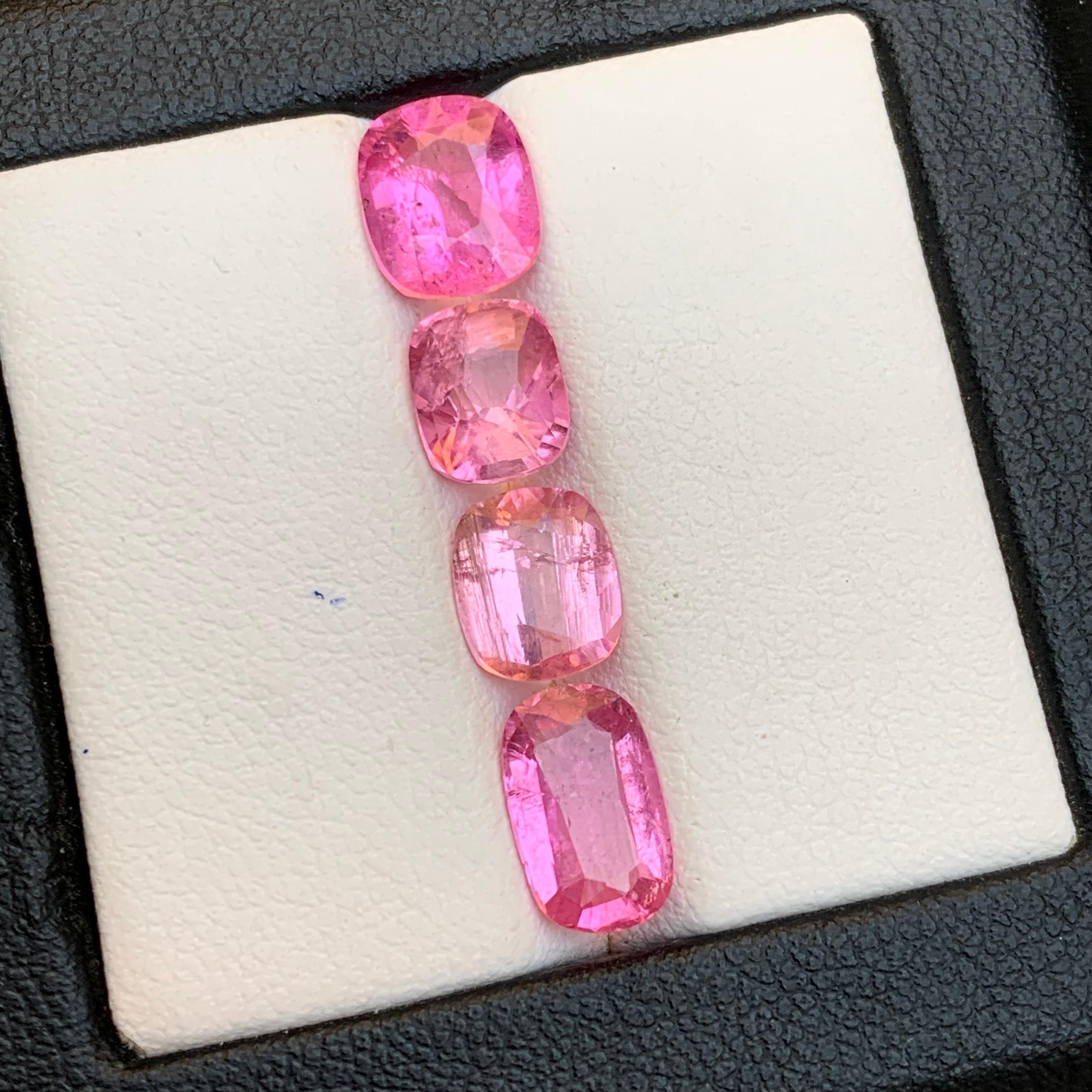 Turmalina Rubelita Rosa Viva 6.24Ct Corte Cojín Piedra Natural Suelta Paquete en venta 5