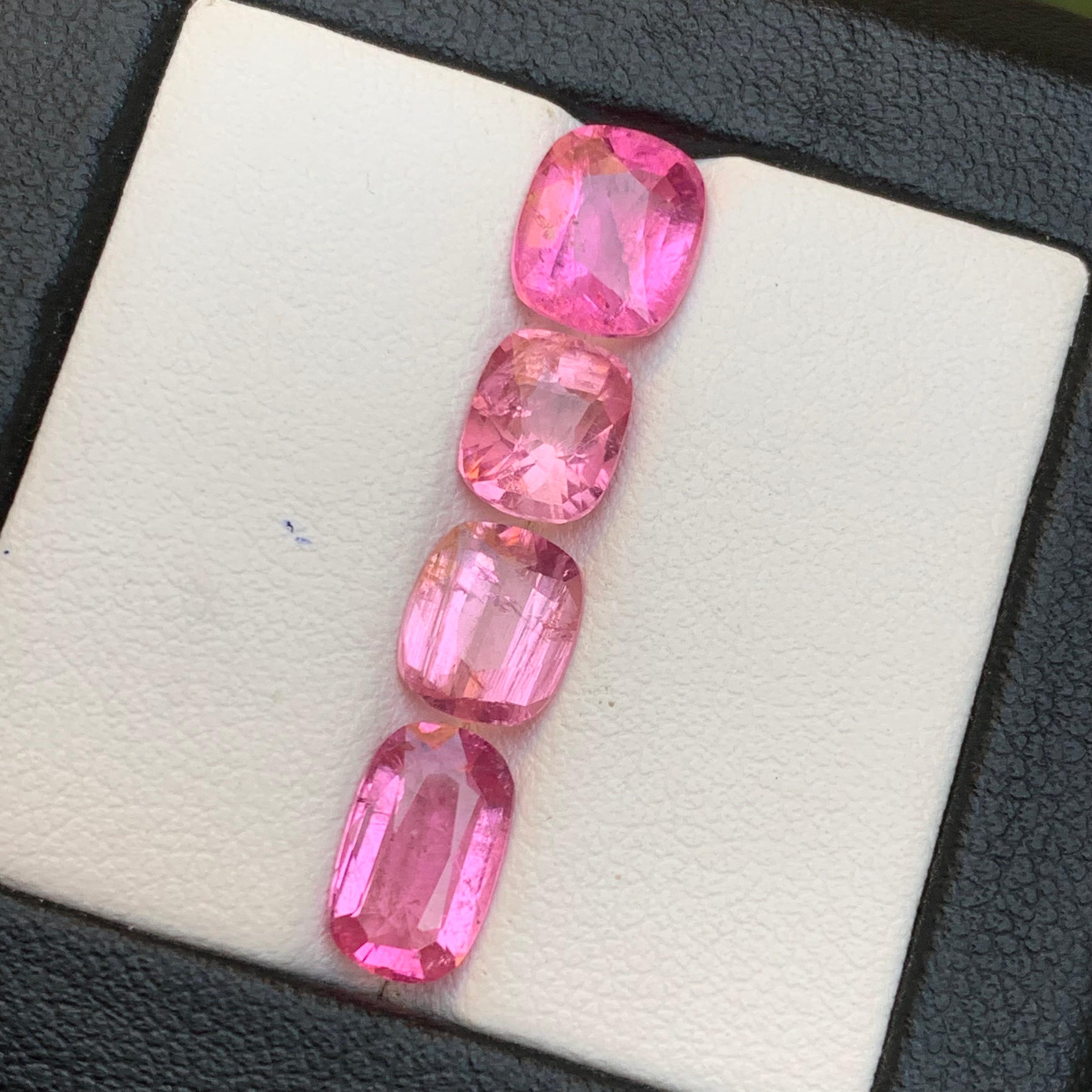 Turmalina Rubelita Rosa Viva 6.24Ct Corte Cojín Piedra Natural Suelta Paquete en venta 6