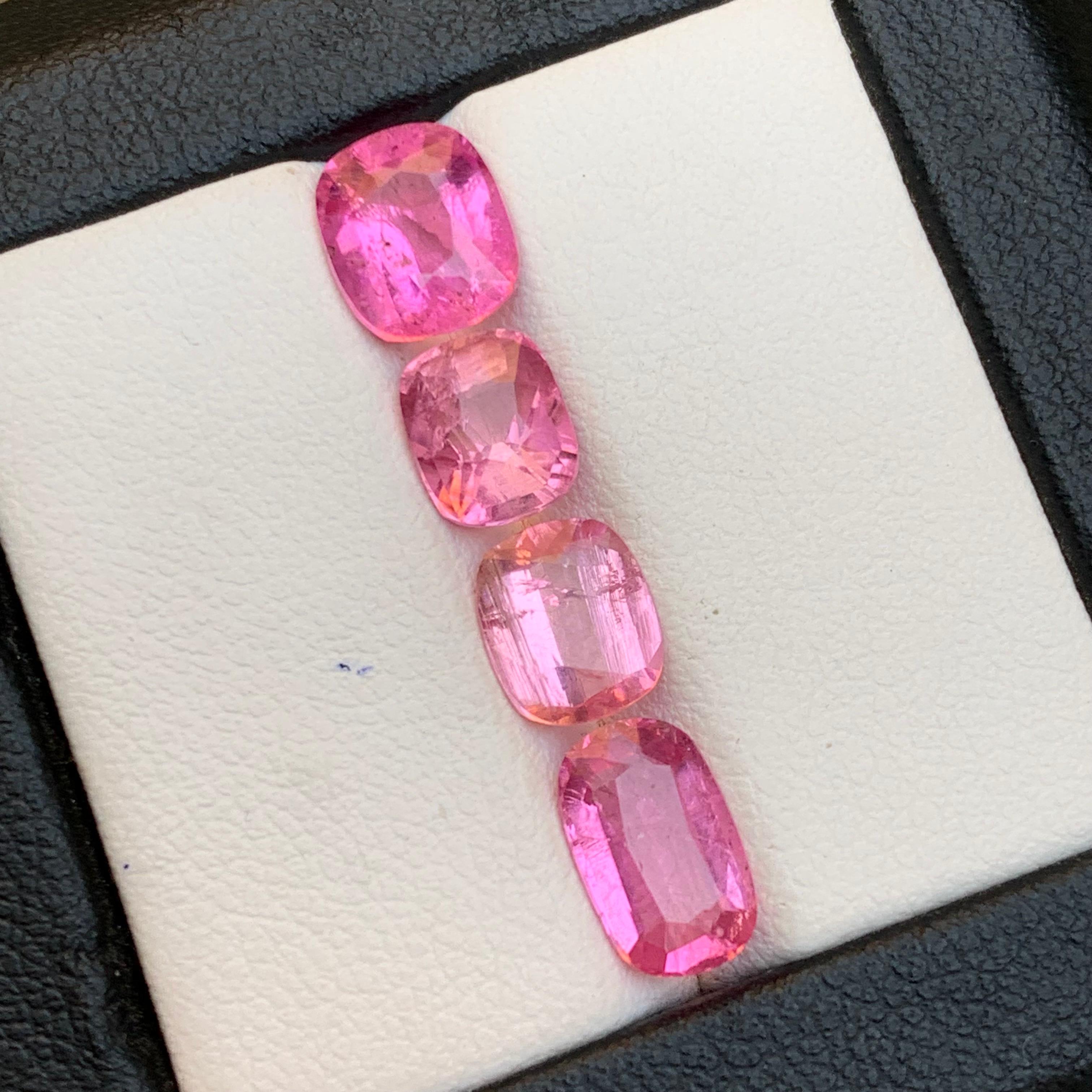Turmalina Rubelita Rosa Viva 6.24Ct Corte Cojín Piedra Natural Suelta Paquete en venta 7