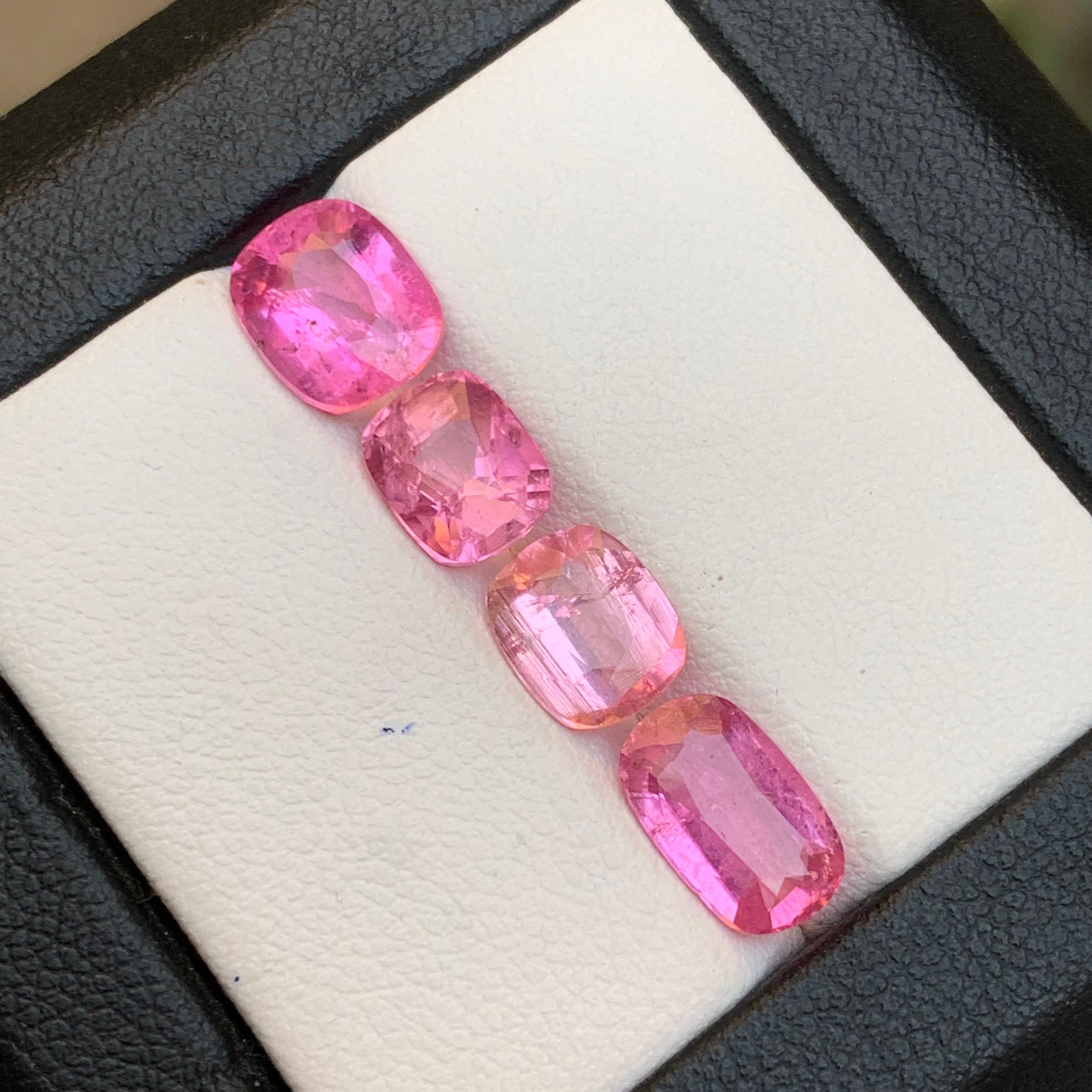 Turmalina Rubelita Rosa Viva 6.24Ct Corte Cojín Piedra Natural Suelta Paquete Contemporáneo en venta
