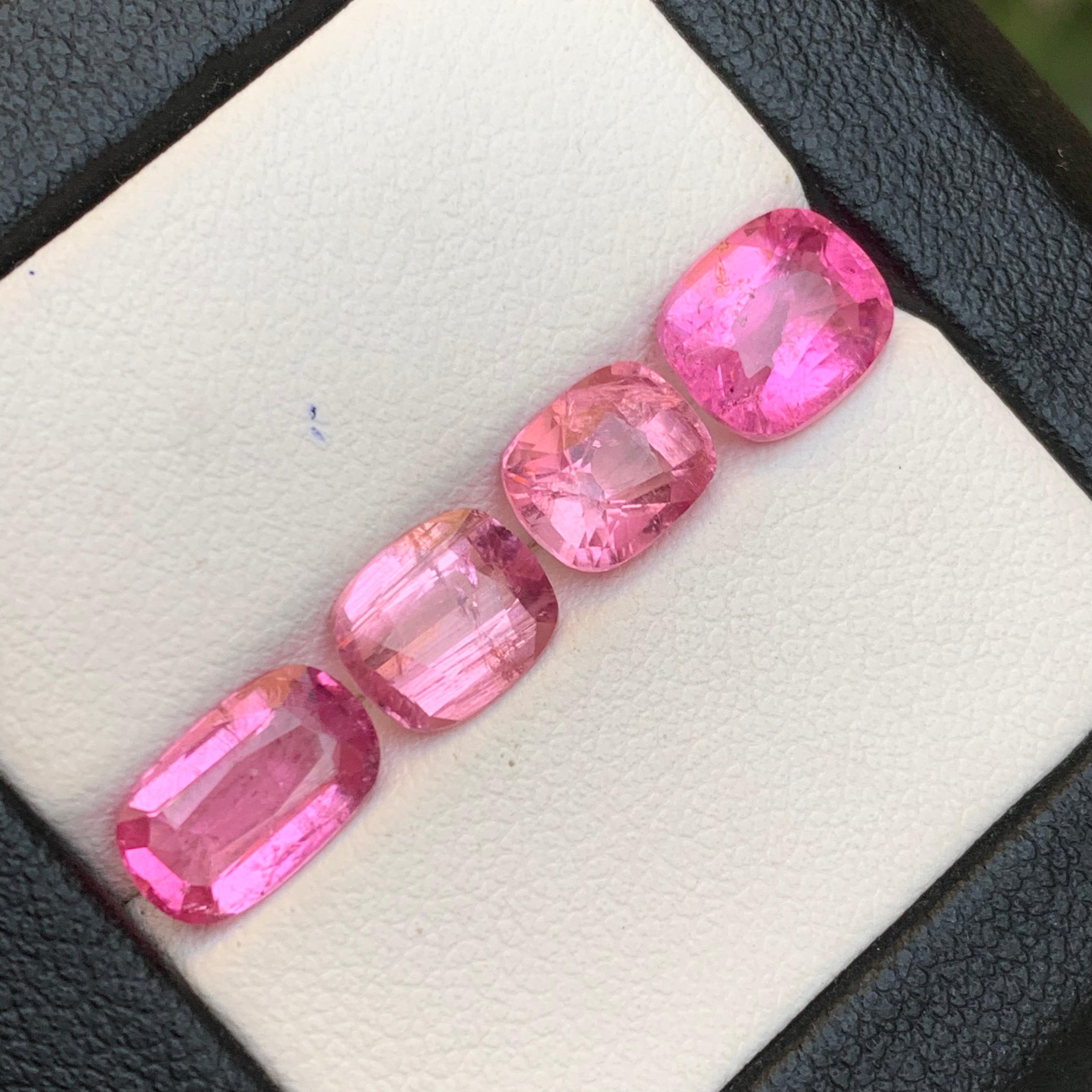Turmalina Rubelita Rosa Viva 6.24Ct Corte Cojín Piedra Natural Suelta Paquete en venta 2