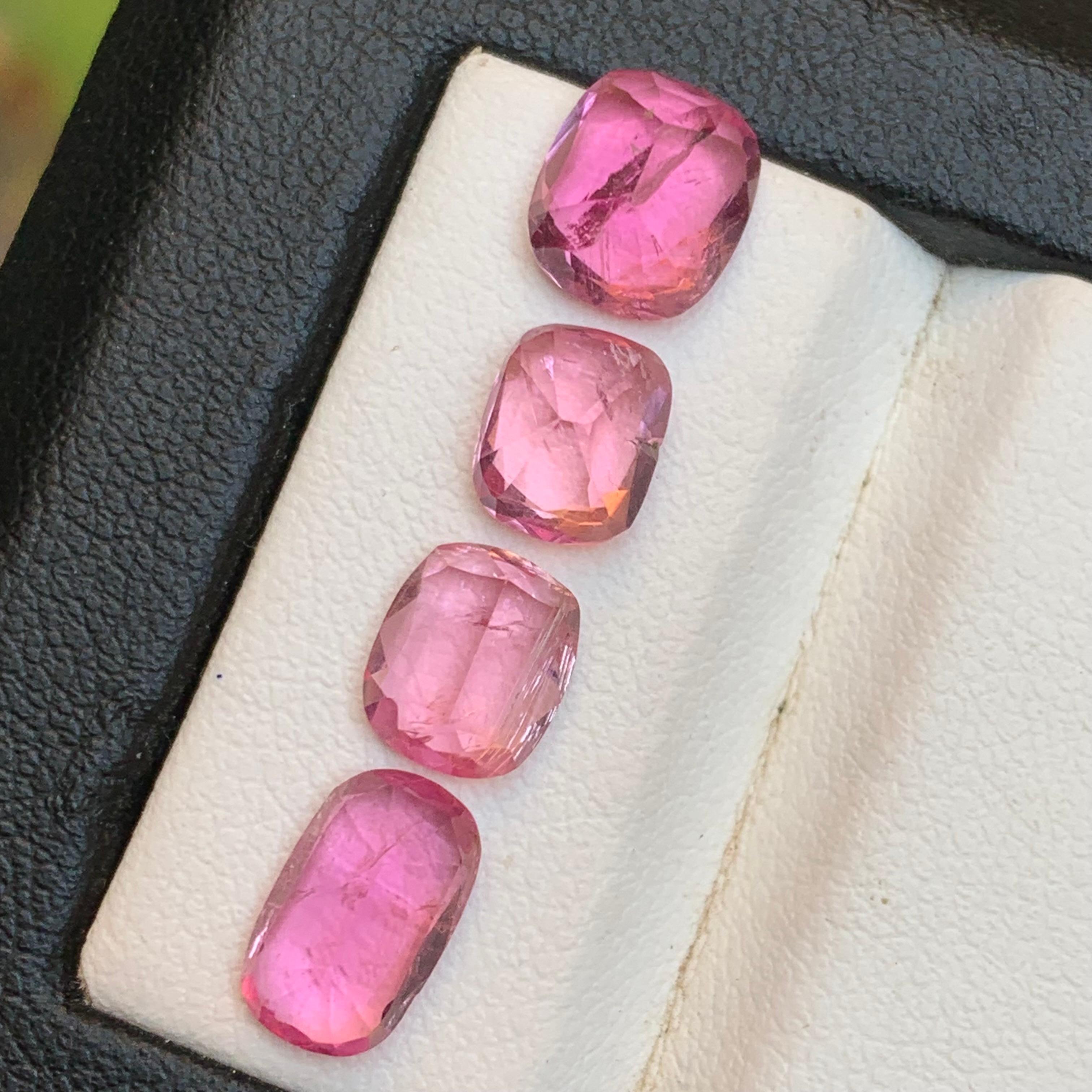 Turmalina Rubelita Rosa Viva 6.24Ct Corte Cojín Piedra Natural Suelta Paquete en venta 3