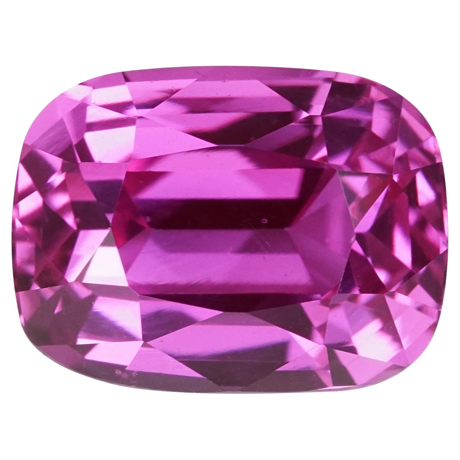 Natural Pink Sapphire / Cushion Sapphire Gemstone / Faceted Pink
