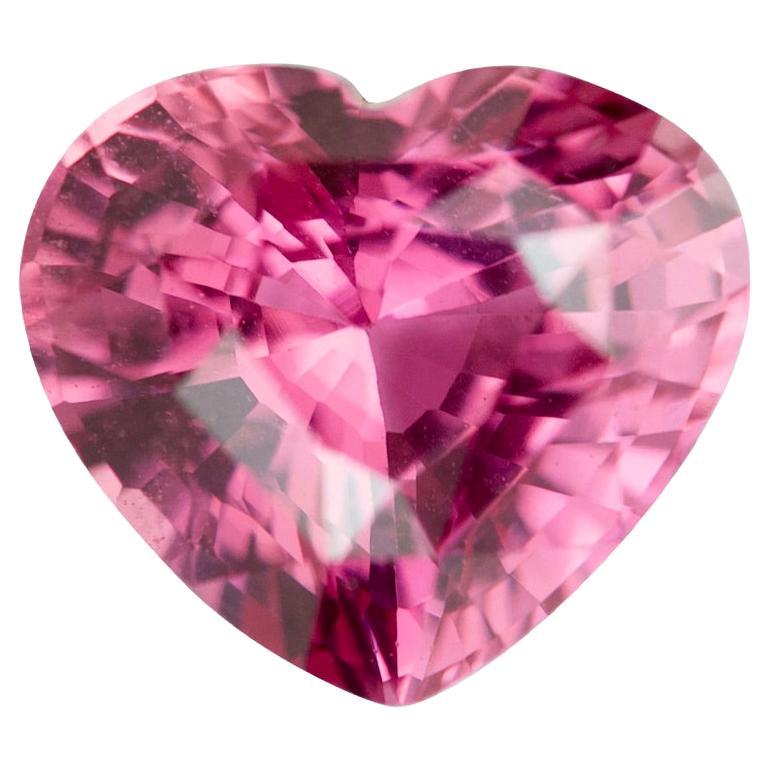 Vivid Pink Sapphire 2.58 Ct Heart Natural Ceylon, Loose Gemstone For Sale