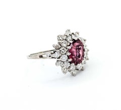 Vivid Pink Tourmaline & Diamond Ring in 14k White Gold