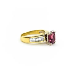 Vivid Pink Tourmaline & Diamond Ring in 14k Yellow Gold