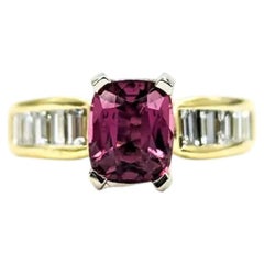 Vivid Pink Tourmaline & Diamond Ring in 14k Yellow Gold