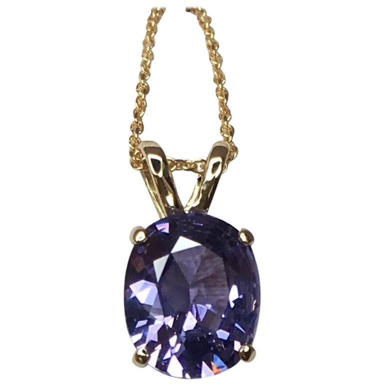 Purple Blue 2 08ct Spinel Fancy Oval Cut 14k Yellow Gold Purple Blue 2 08ct Spinel Fancy Oval Cut 14k Yellow Gold Pendant Necklace For