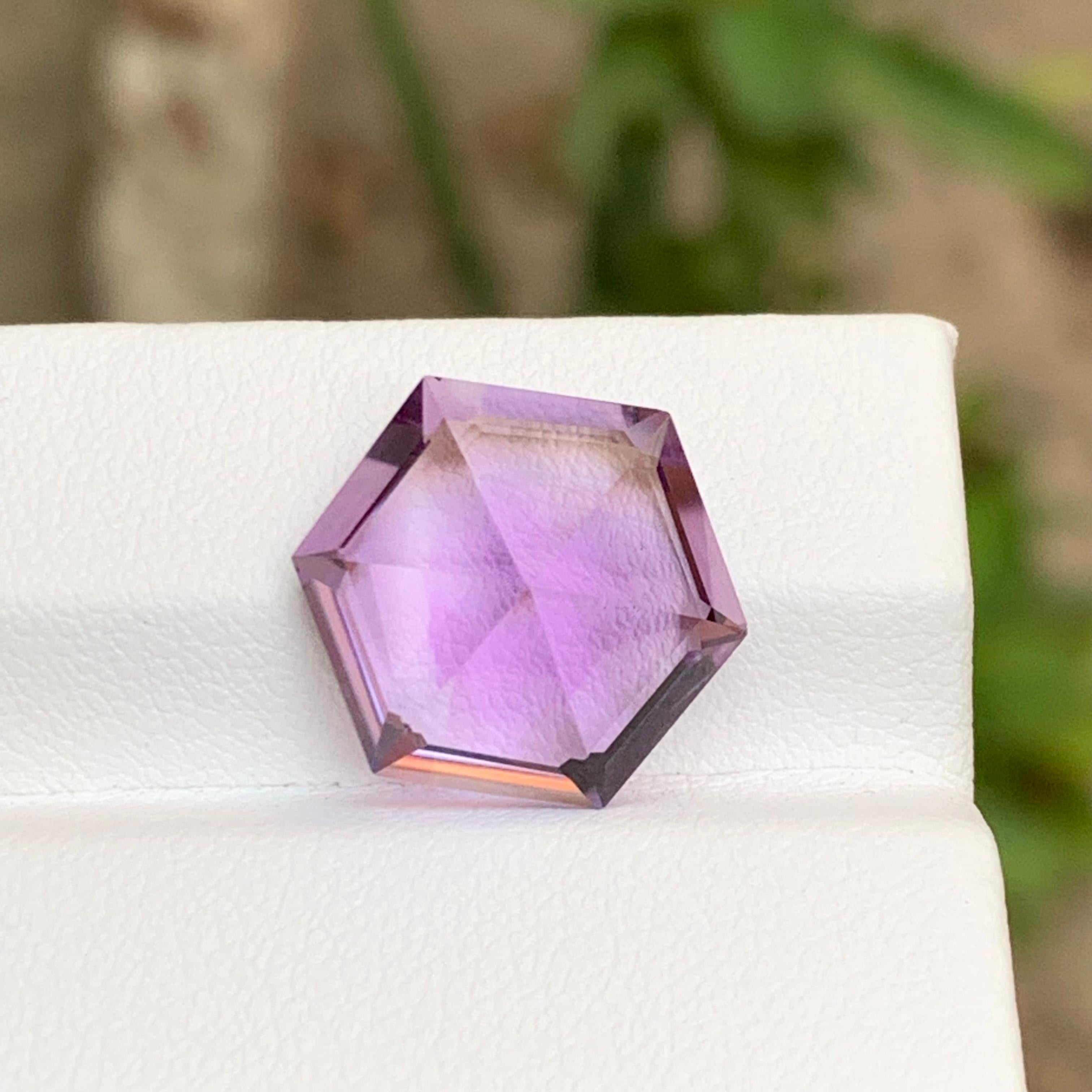 Vivid Purple Natural Amethyst Gemstone 10.15Ct Hexagon Cut  Ring Pendant Jewelry For Sale 1