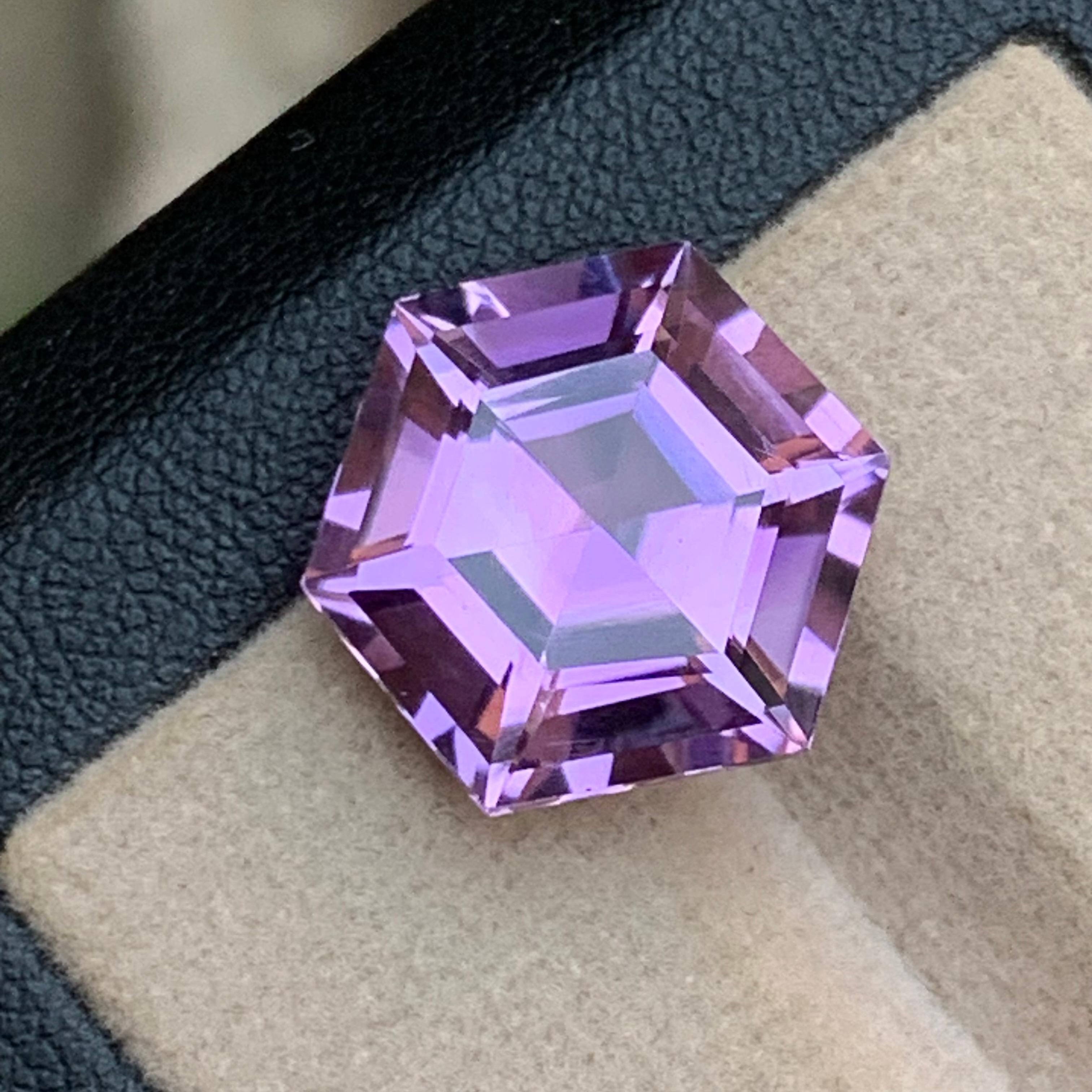 Vivid Purple Natural Amethyst Gemstone 10.15Ct Hexagon Cut  Ring Pendant Jewelry For Sale 2