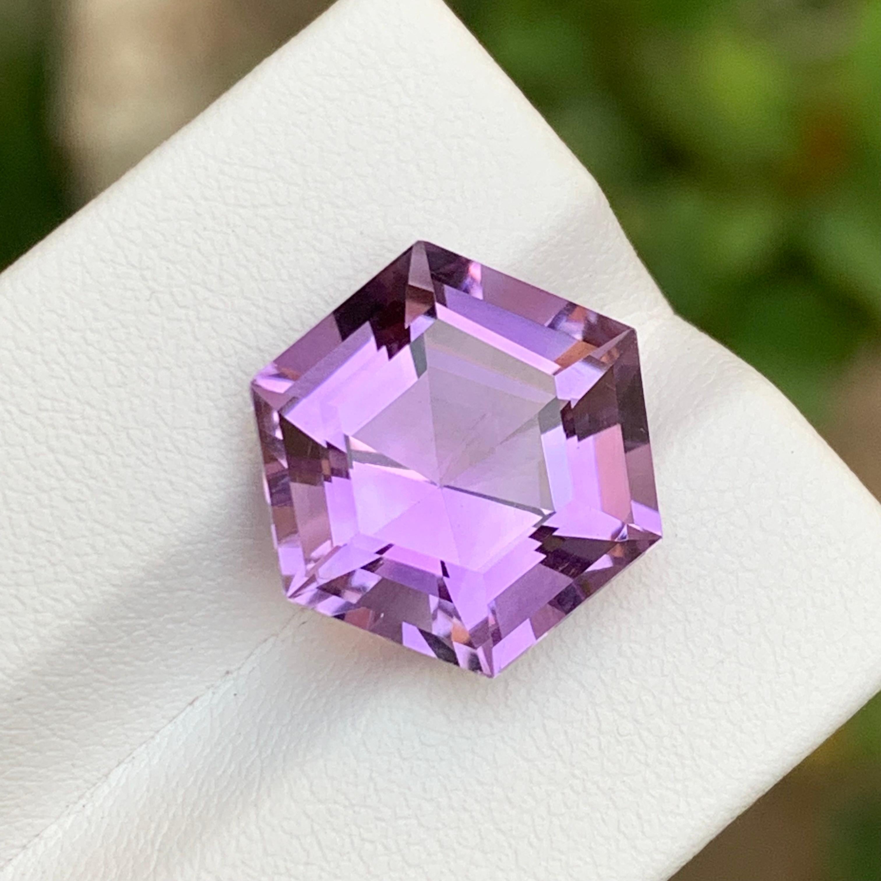 Vivid Purple Natural Amethyst Gemstone 10.15Ct Hexagon Cut  Ring Pendant Jewelry For Sale 3